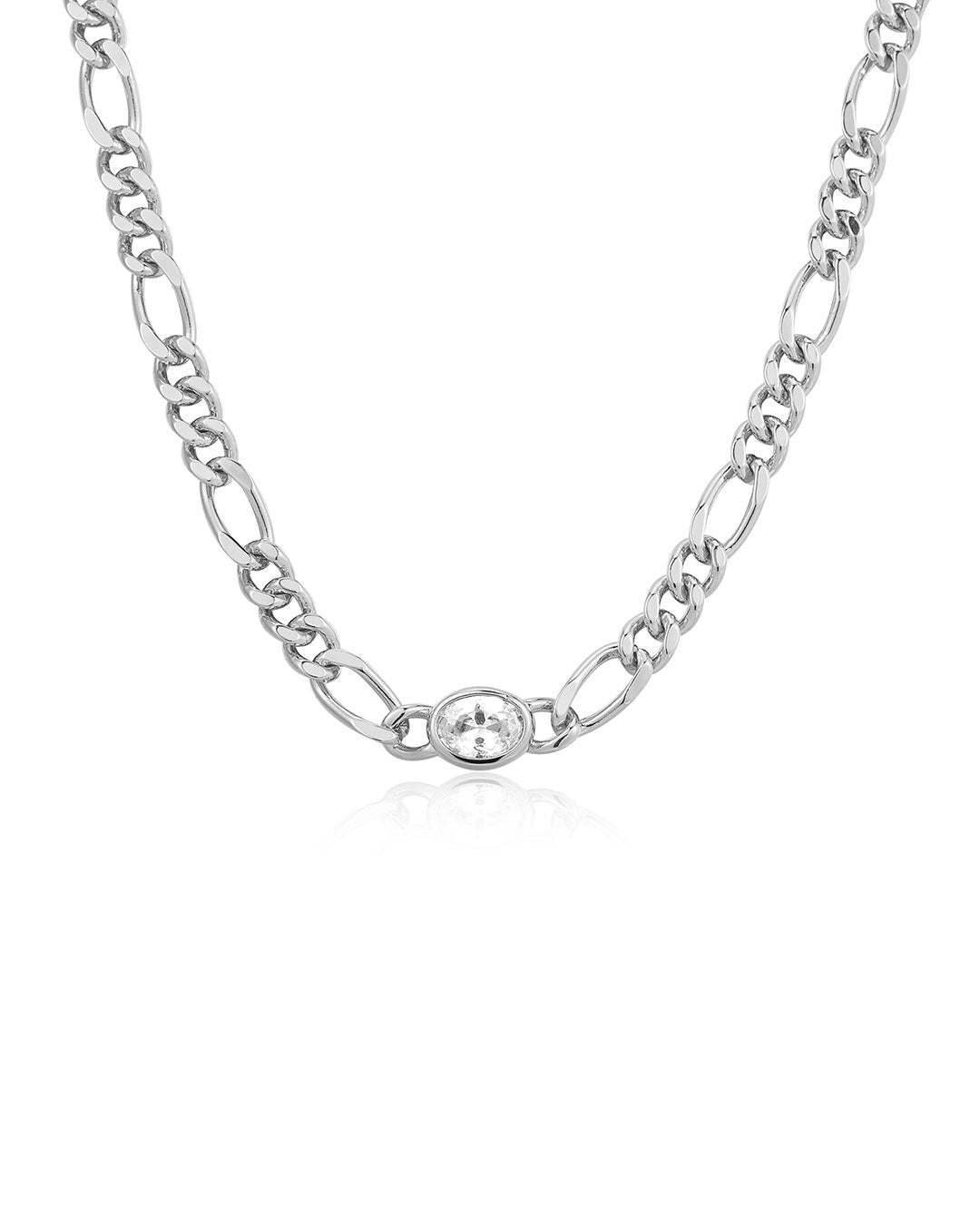 Luv Aj - The Oval Bezel Chain Necklace - Silver