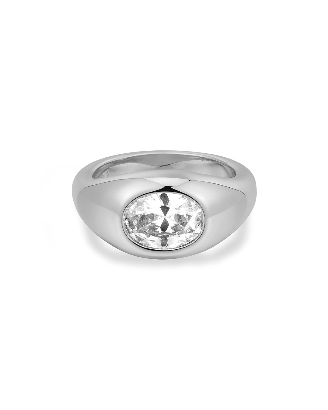 Luv Aj - The Oval Orbit Bezel Ring - Silver