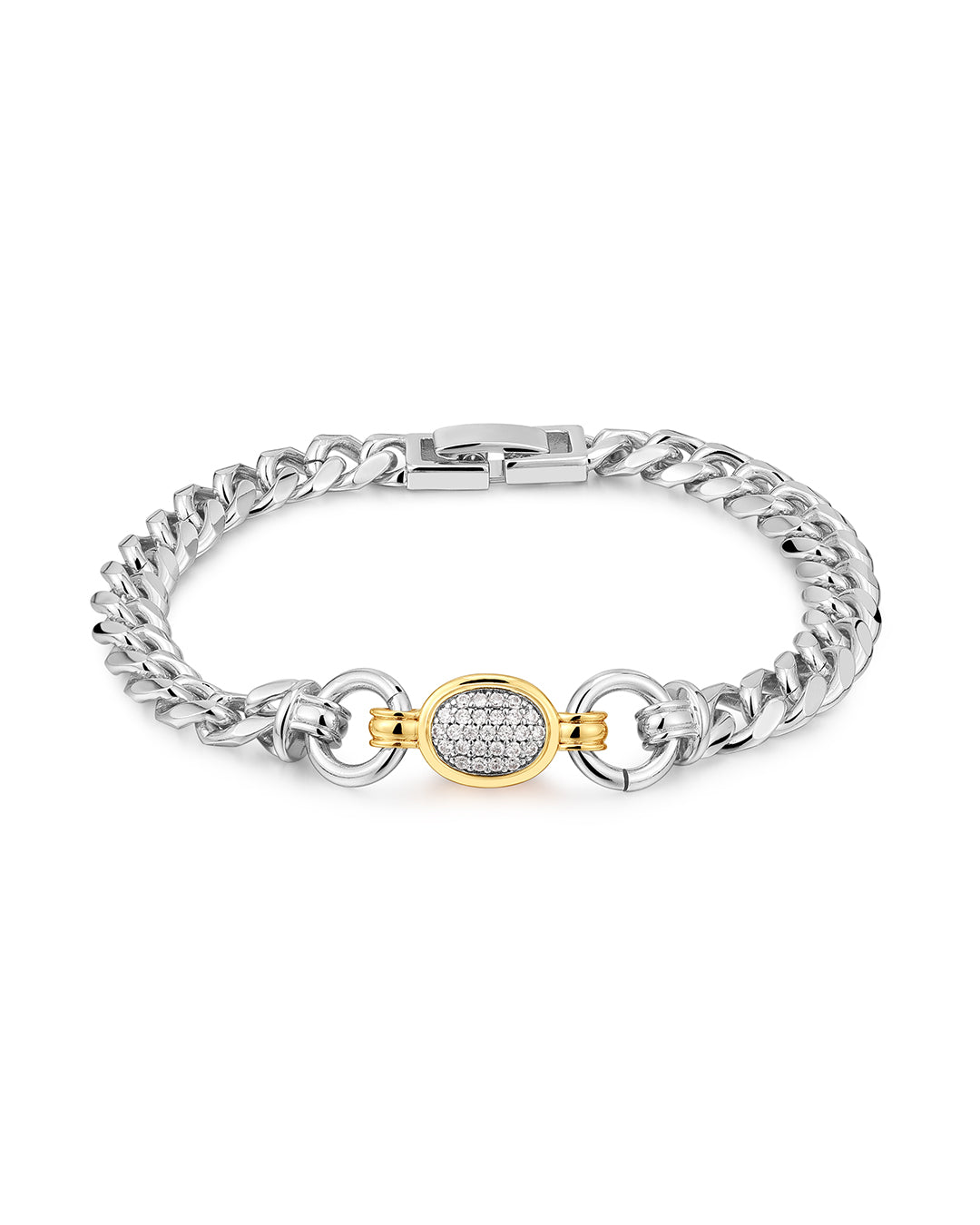 Luv Aj - The Pave Oval Link Bracelet - Silver