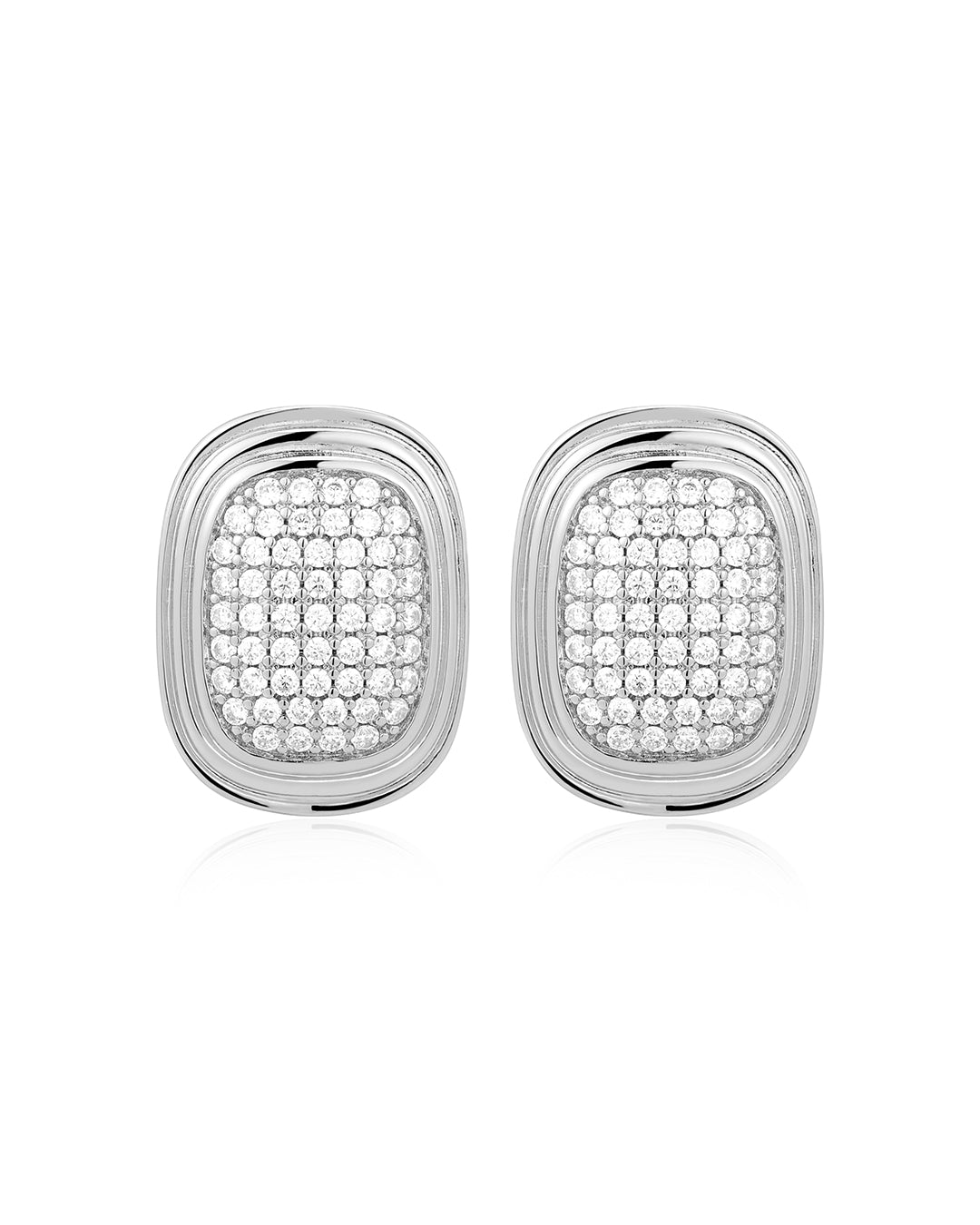 Luv Aj - The Pave Oval Statement Studs - Silver