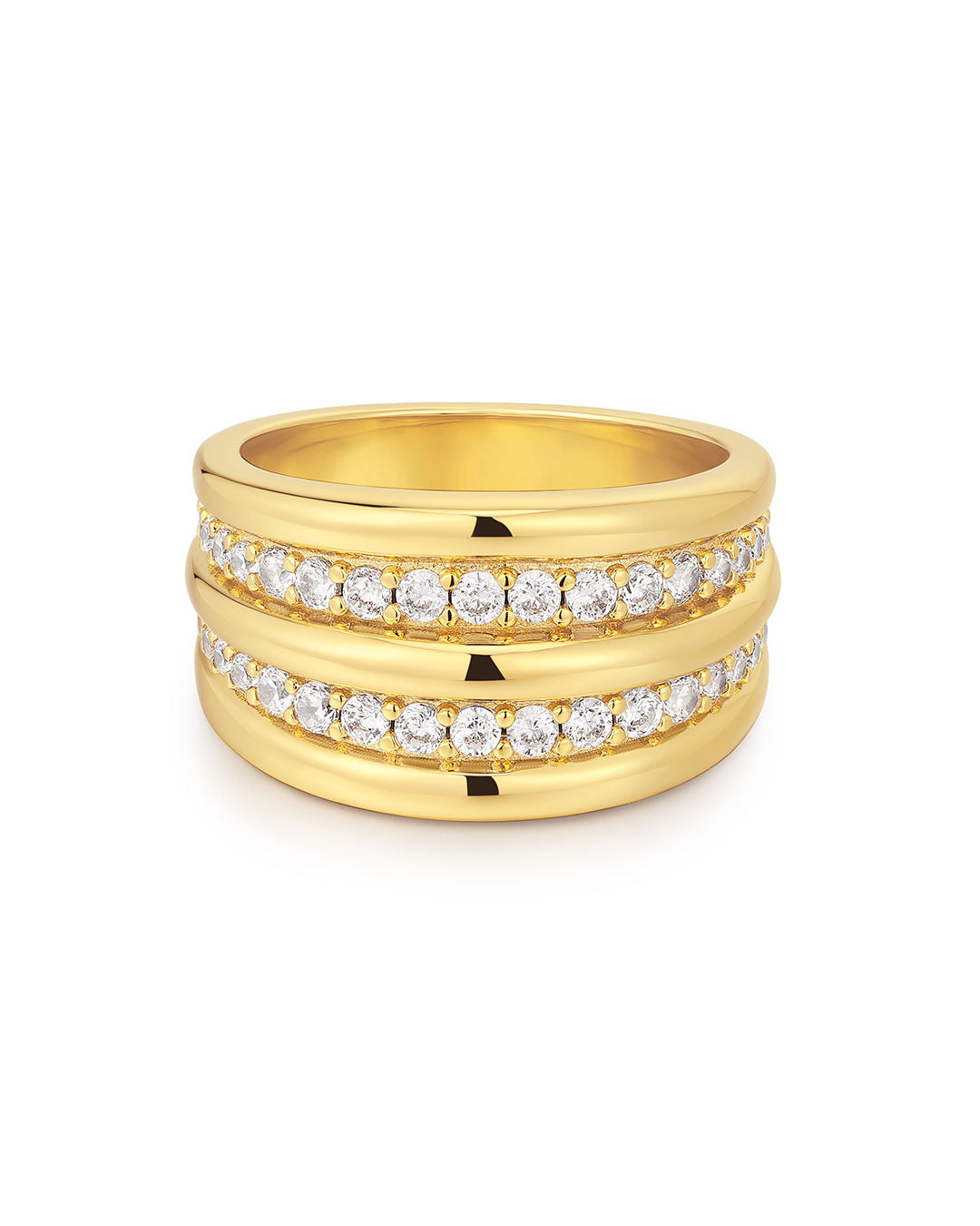 Luv Aj - The Pave Ridged Positano Ring - Gold