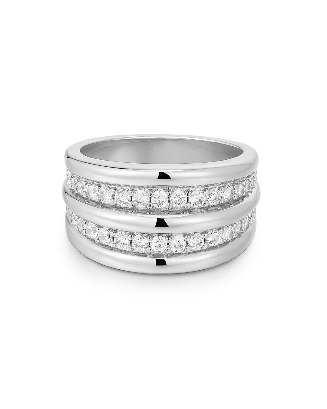 Luv Aj - The Pave Ridged Positano Ring - Silver