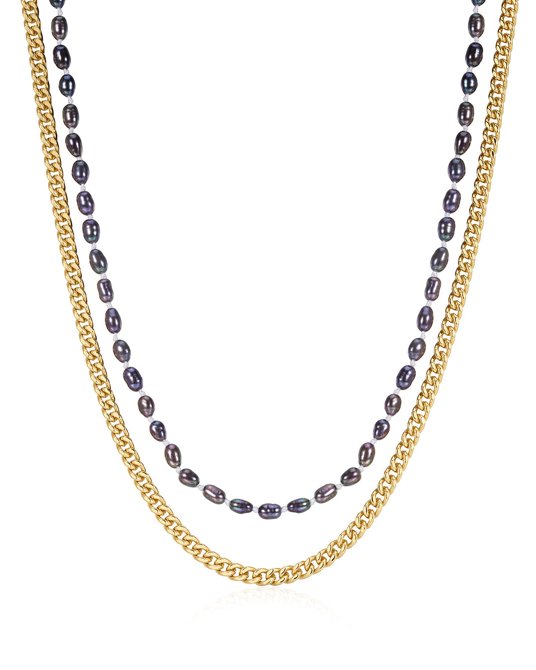 Luv Aj - The Pearl Chain Necklace Set - Gold