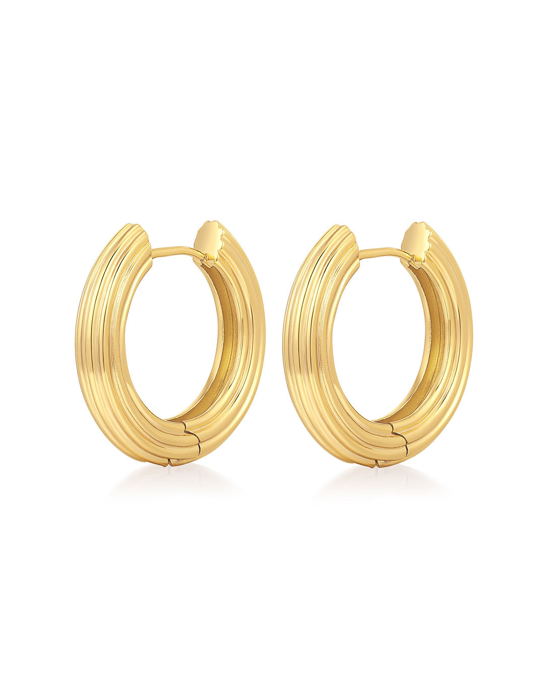 Luv Aj - The Ridged Amalfi Hinge Hoops - Gold