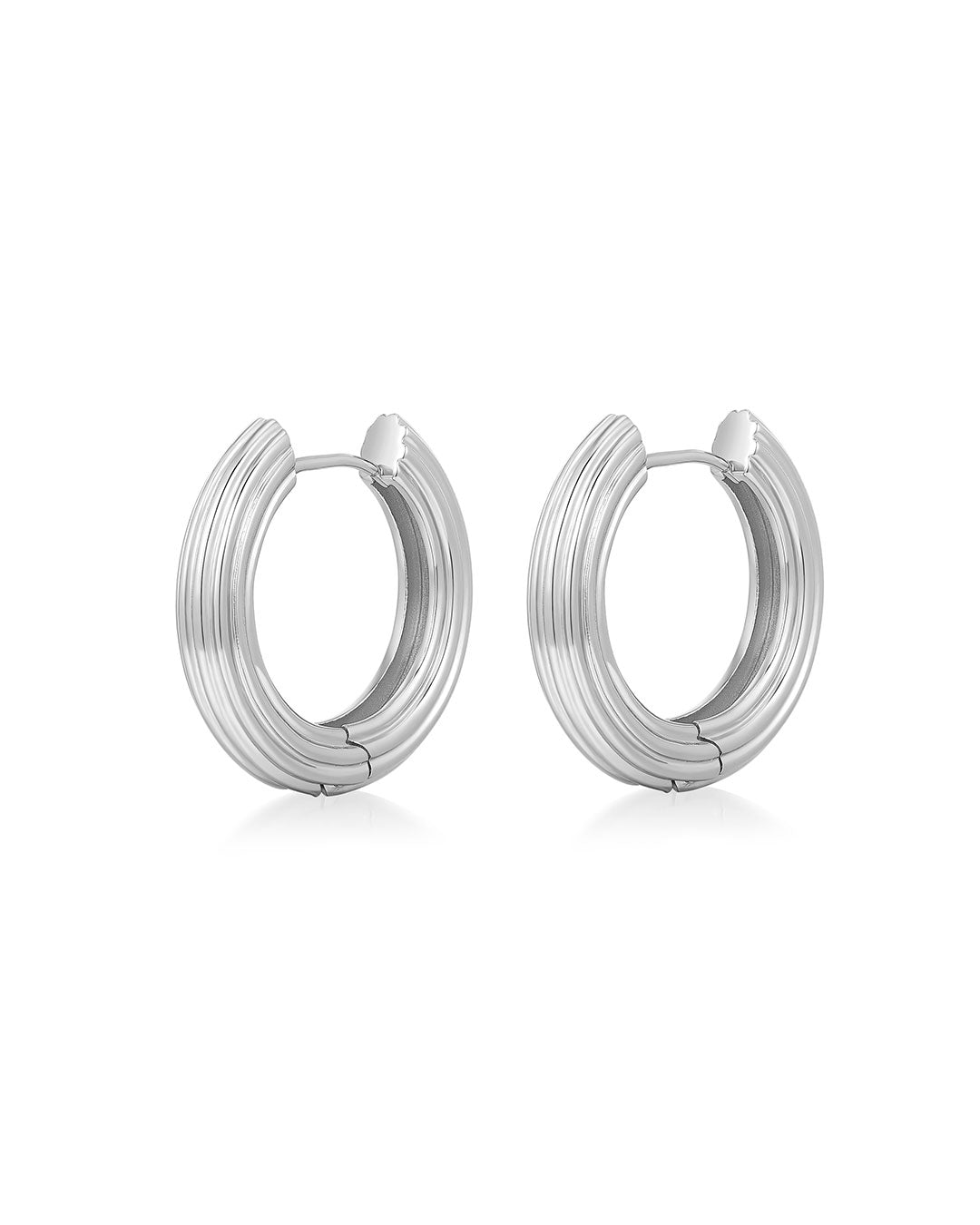 Luv Aj - The Ridged Amalfi Hinge Hoops - Silver