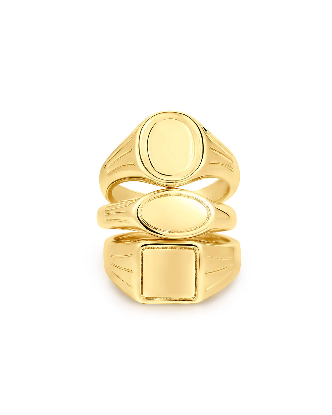 Luv Aj - The Signet Ring Stacker Set - Gold