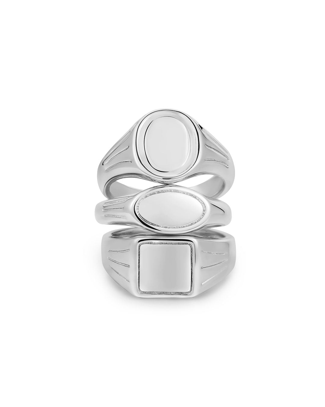 Luv Aj - The Signet Ring Stacker Set - Silver