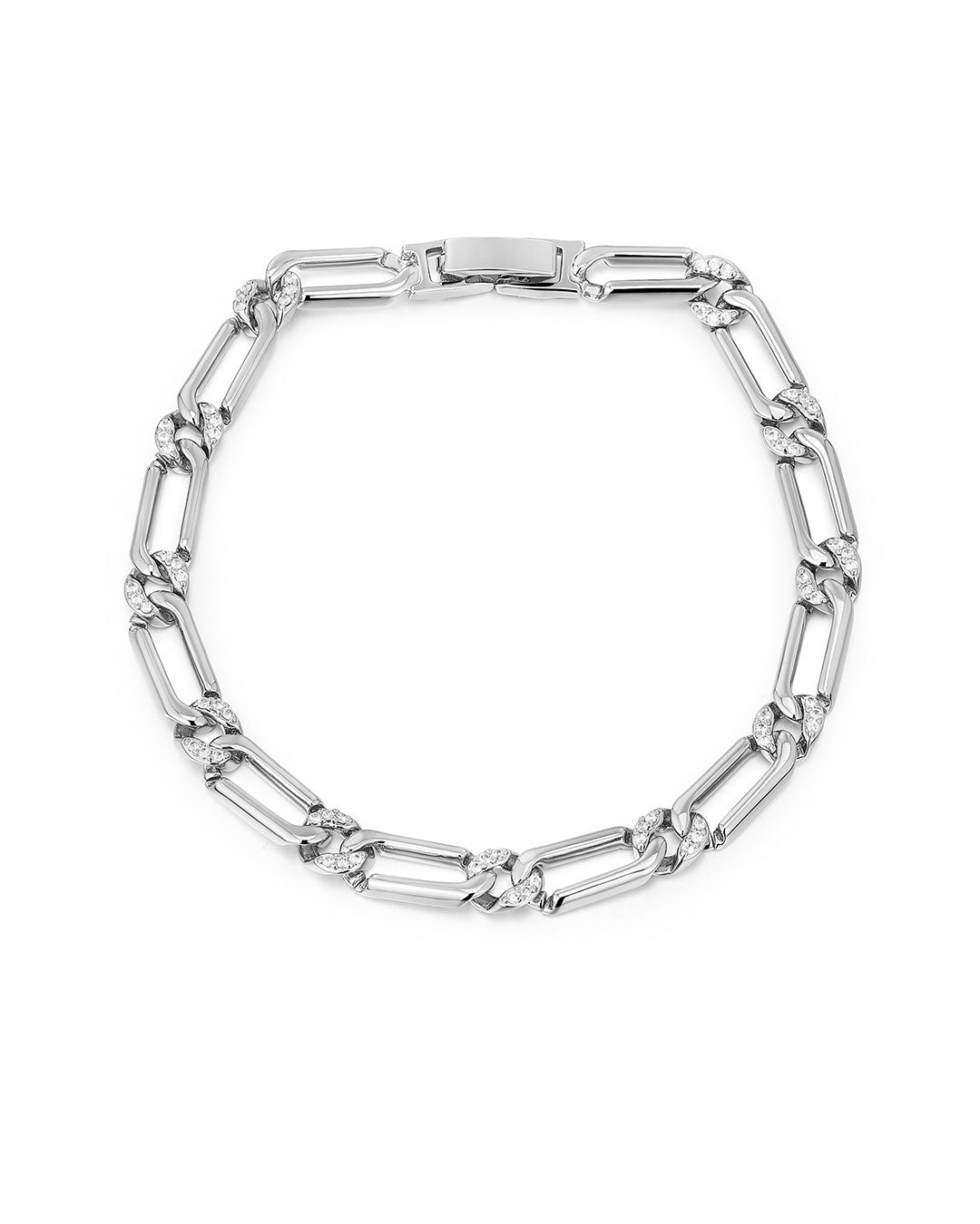 Luv Aj - The Two-Tone Pave Link Bracelet - Silver