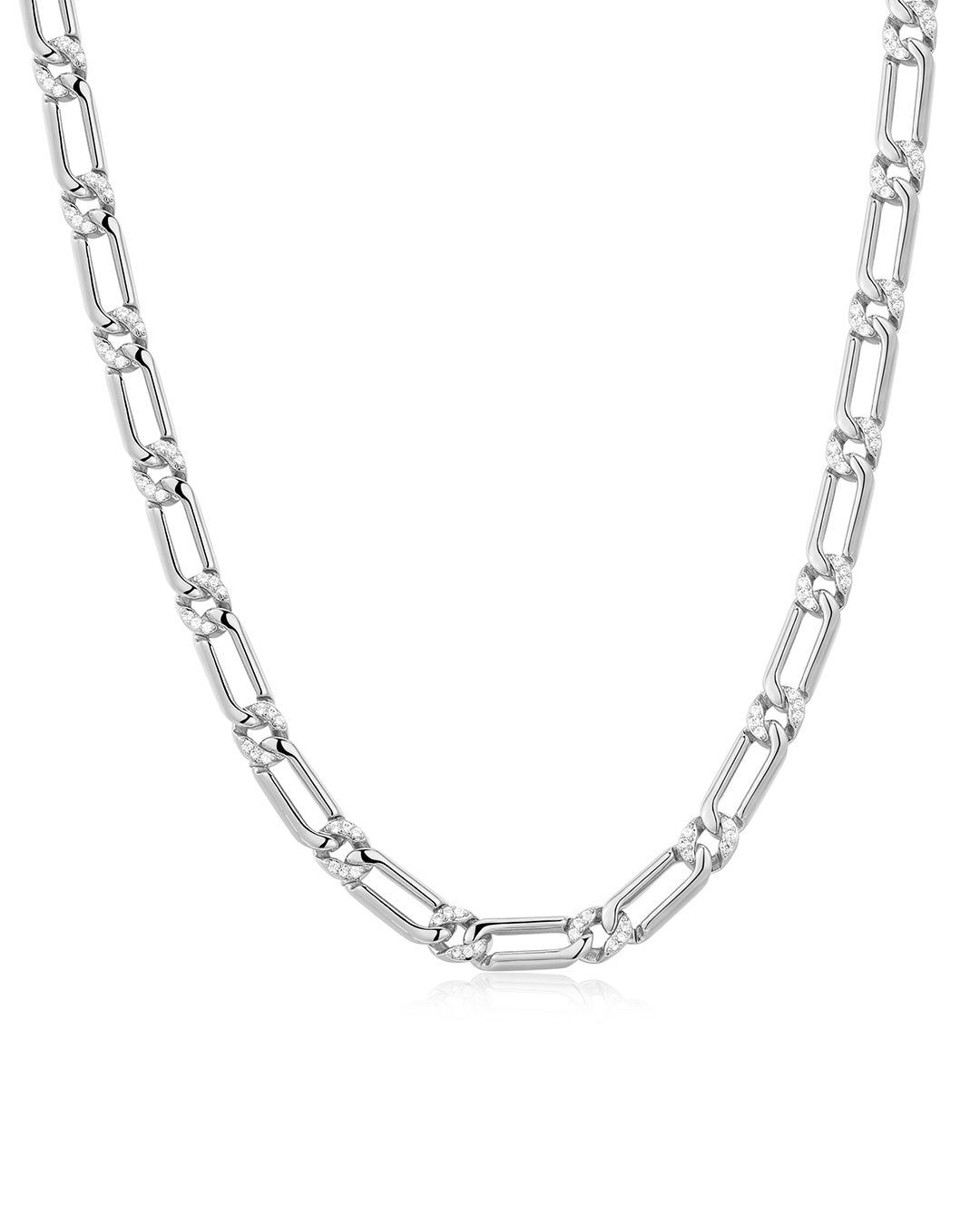 Luv Aj - The Two-Tone Pave Link Necklace - Silver