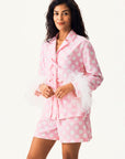Sleeper - The Bow Set with Shorts in Pink with Detachable Feathers -