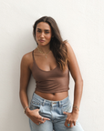 Boob-eez - The Kyla Double Layer Crop Tank - Dark Nude -