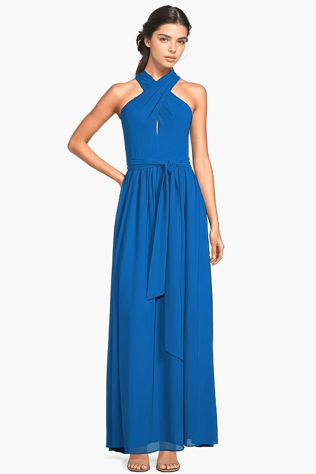 The Leah - Criss-Cross Halter Maxi Dress