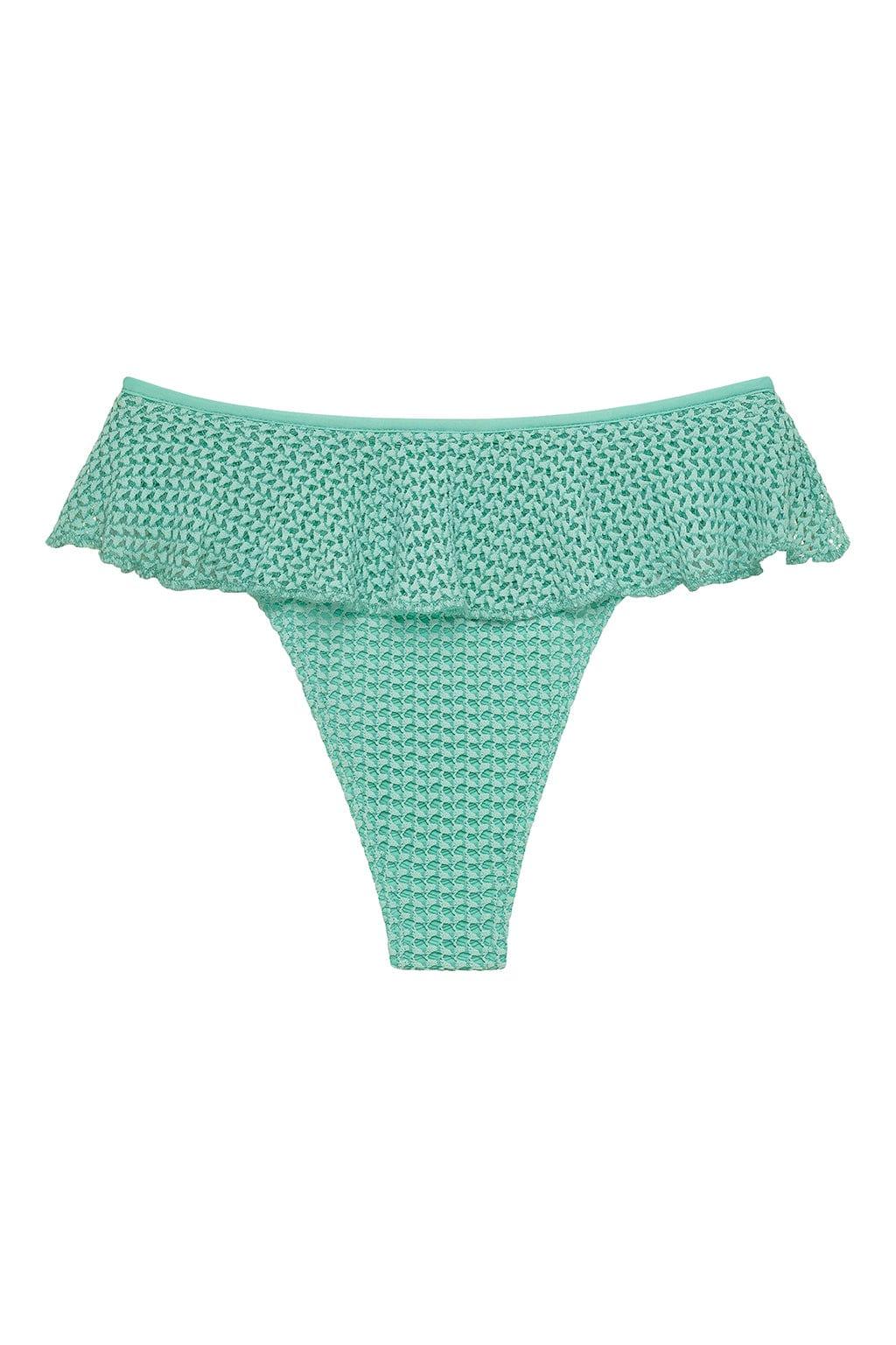 Montce - Turquoise Crochet Tamarindo Ruffle Bikini Bottom -