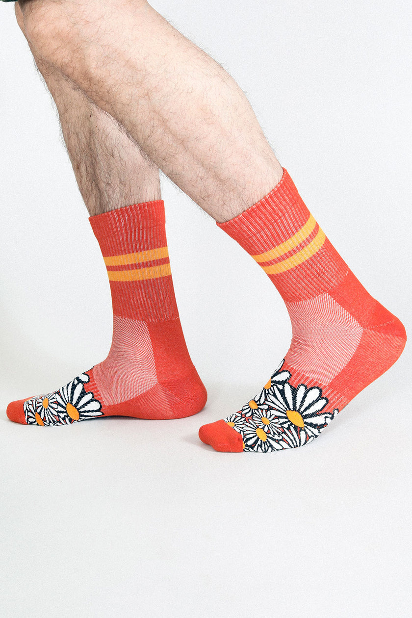 Tailored Union - Men's Floral Sock - Red -