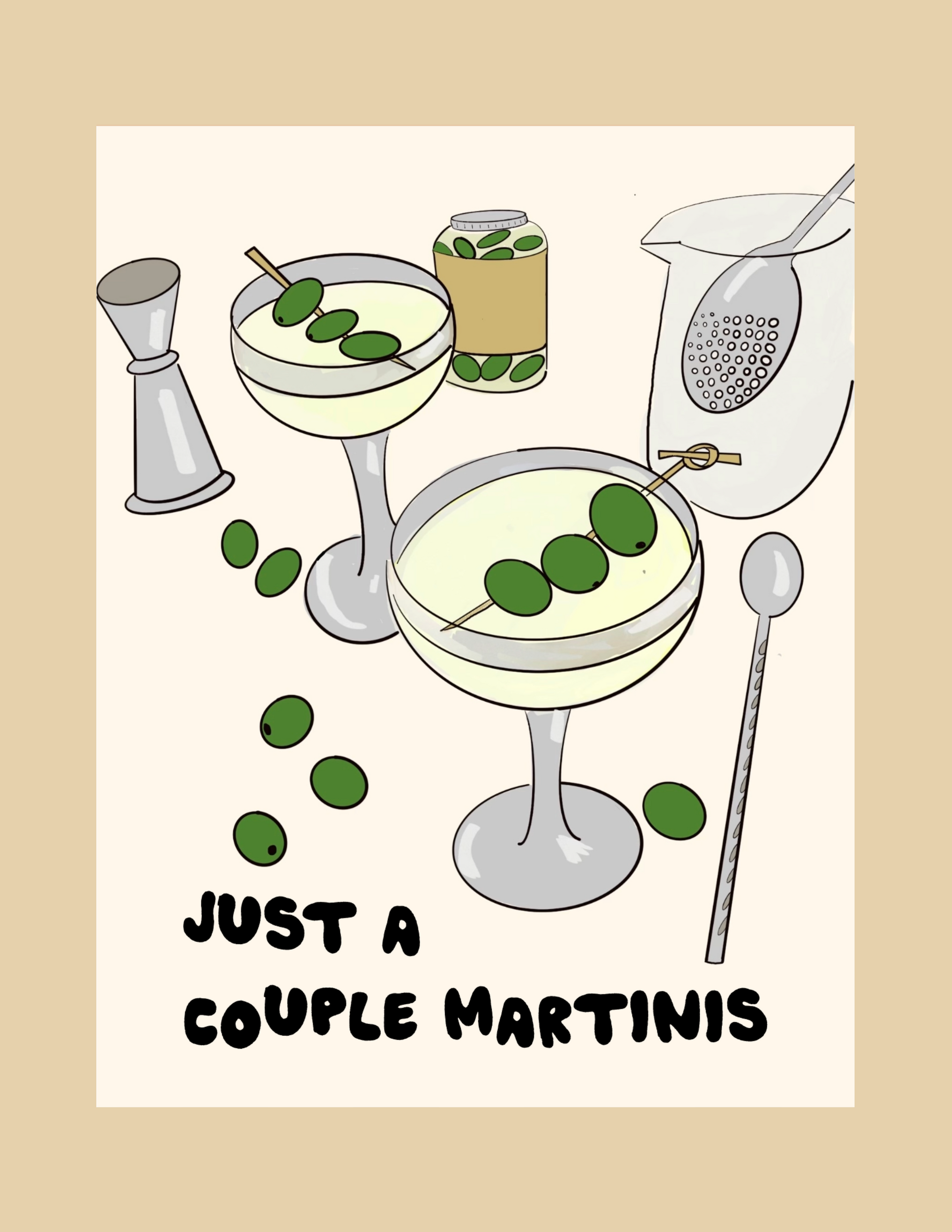 Greeting Card - Just A Couple Martinis