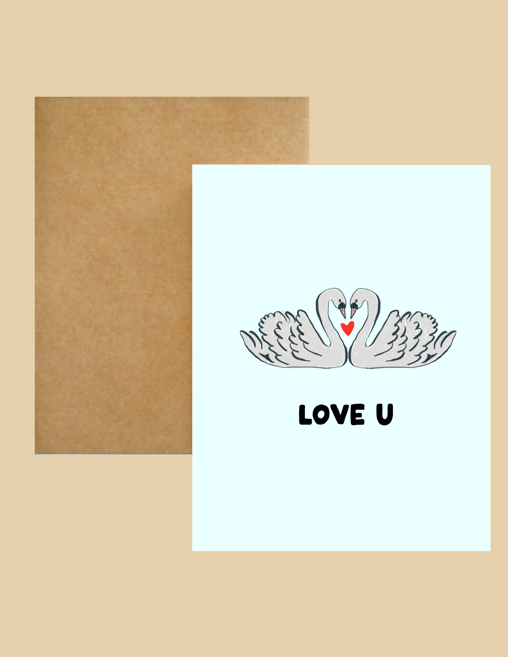 Greeting Card - Love U Swans
