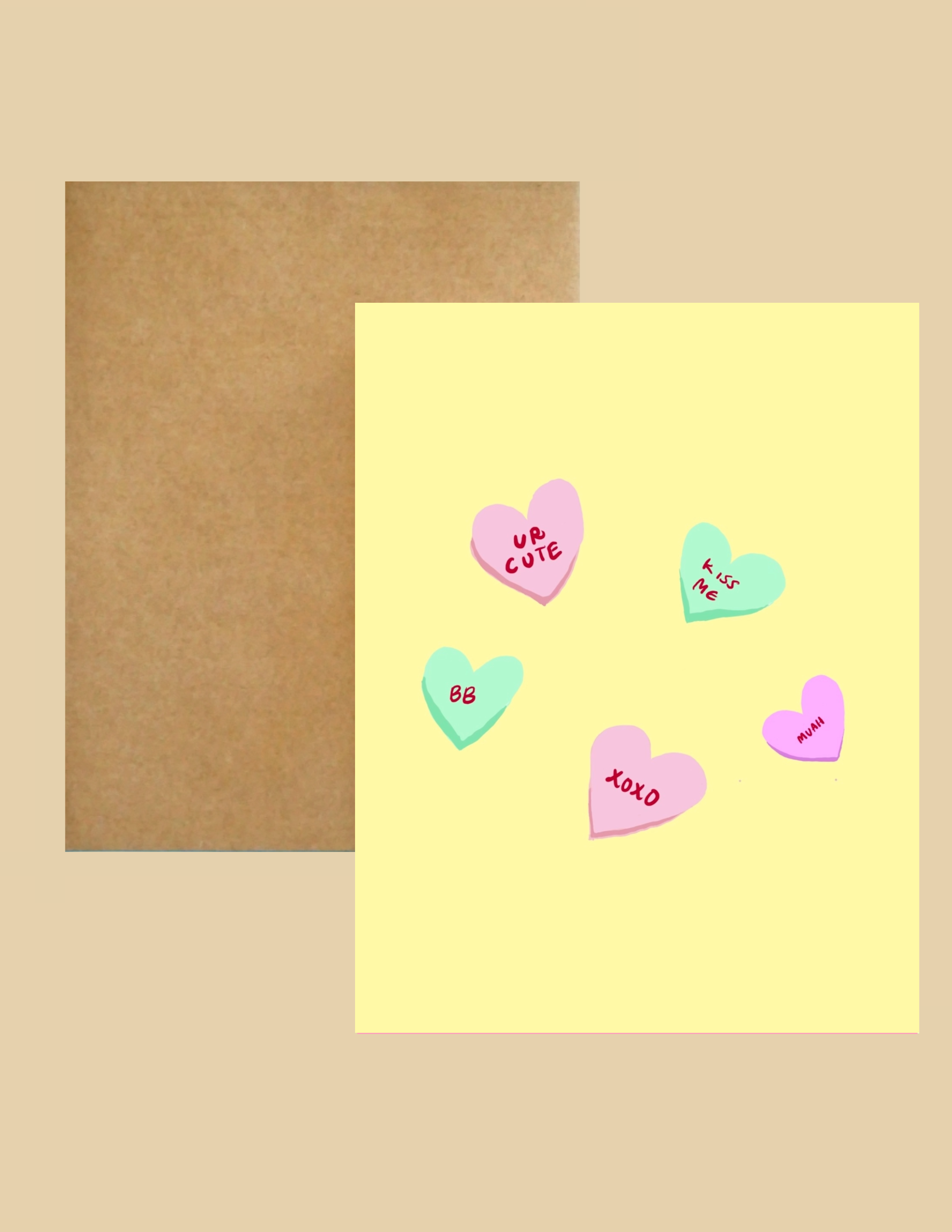 Greeting Card - Candy Hearts