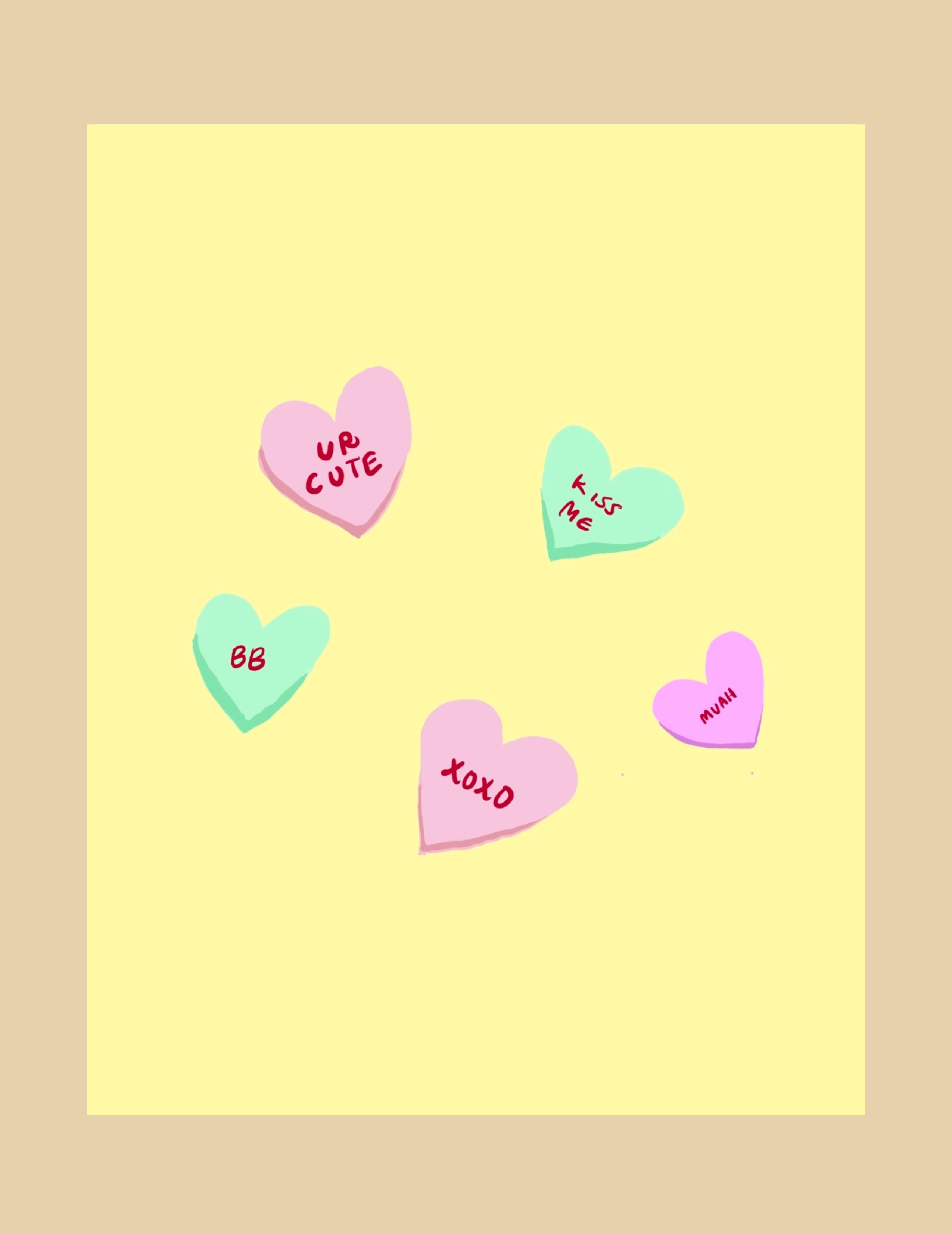 Greeting Card - Candy Hearts
