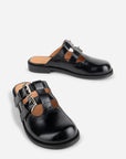 Intentionally Blank - Varsity Brogue Mule - BLACK OILED LEATHER