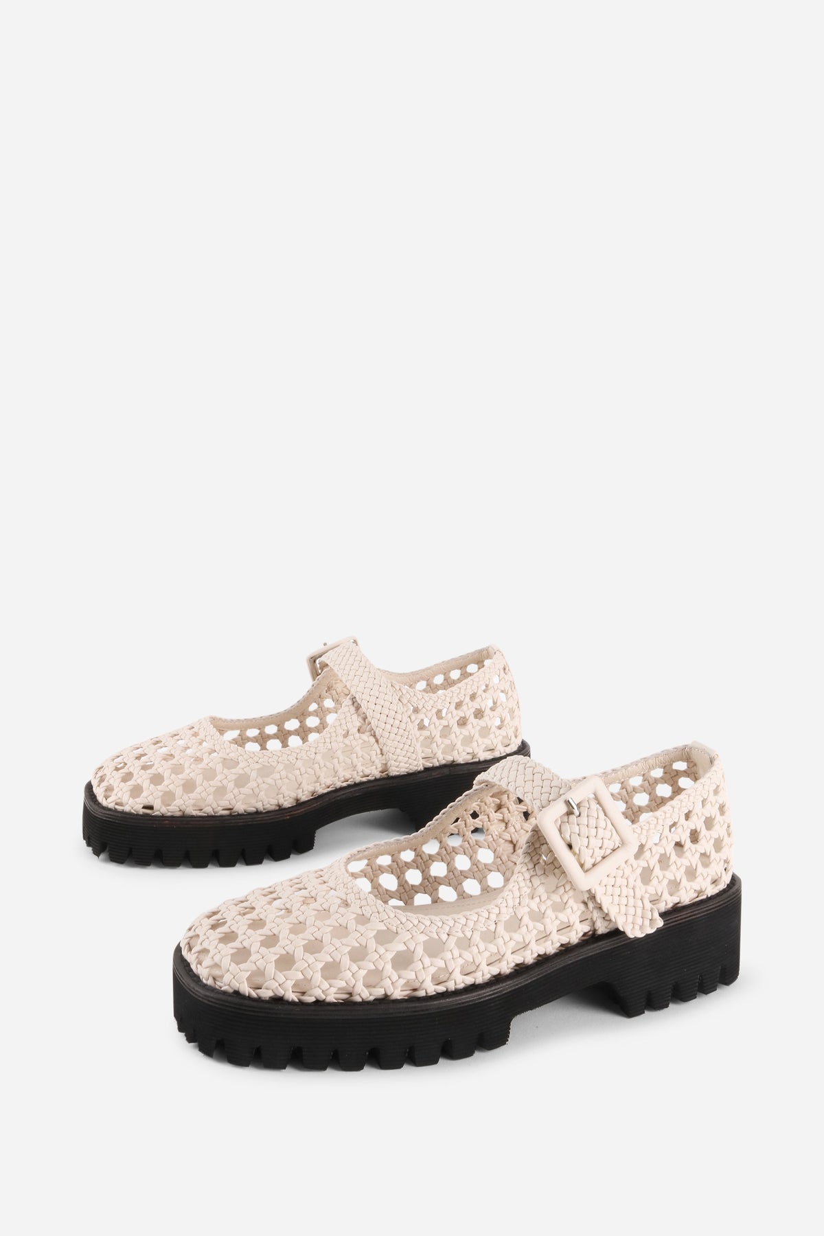 Intentionally Blank - Veronique Woven Mary Jane Flat - CREAM SYNTHETIC