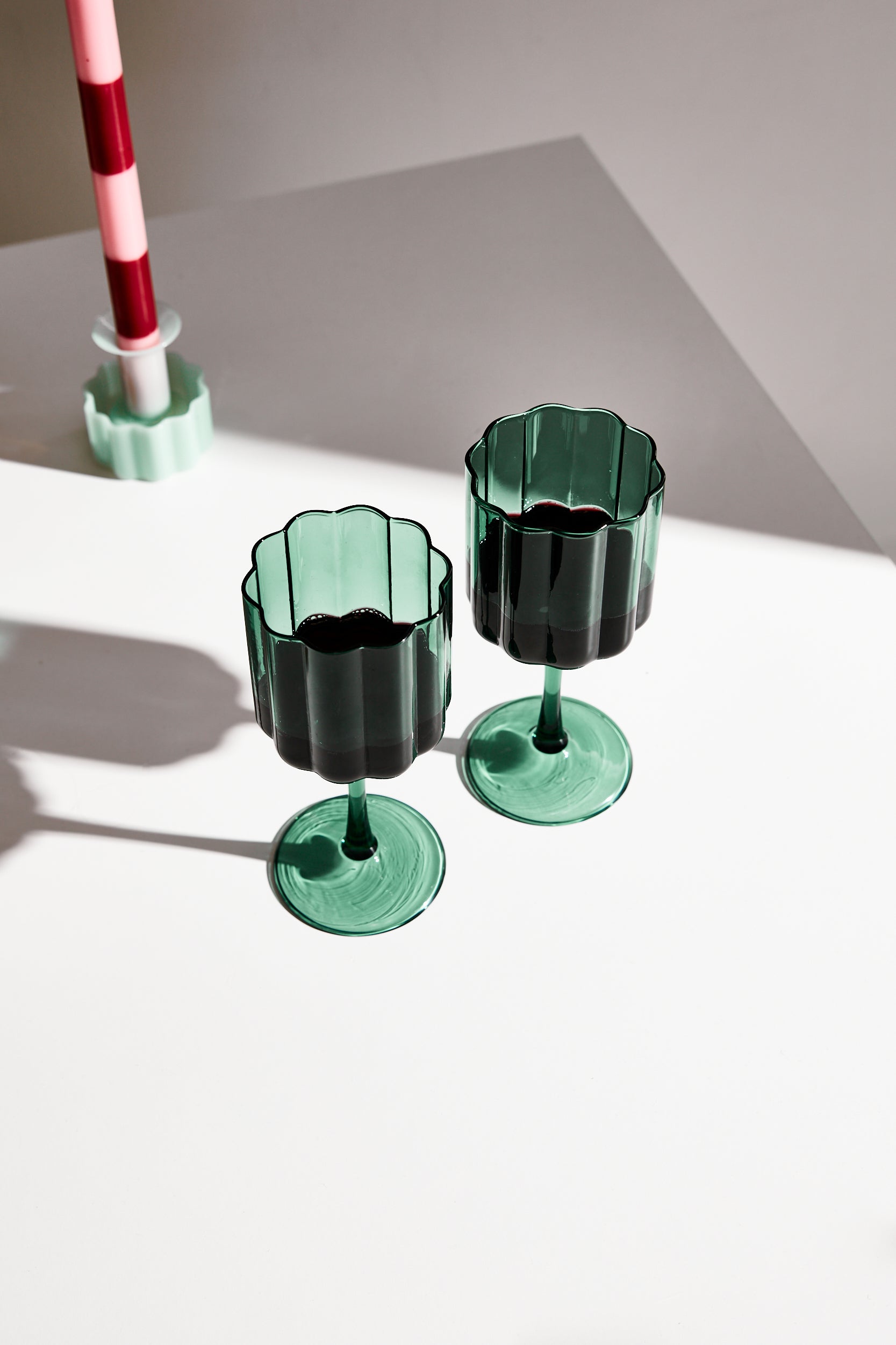 Fazeek - Wave Wine Glasses - Teal, Set of 2 -