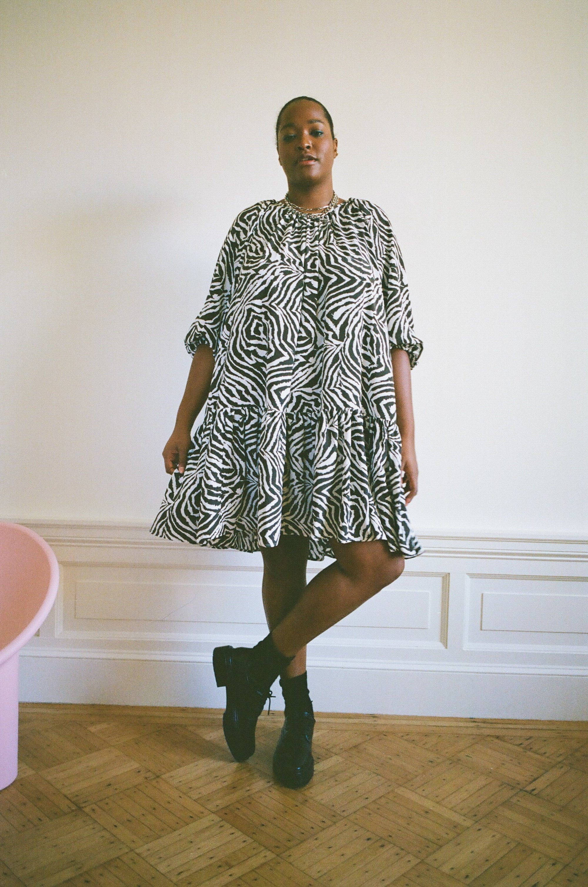 WRAY - Daria Dress - Chocolate Zebra Swirl -