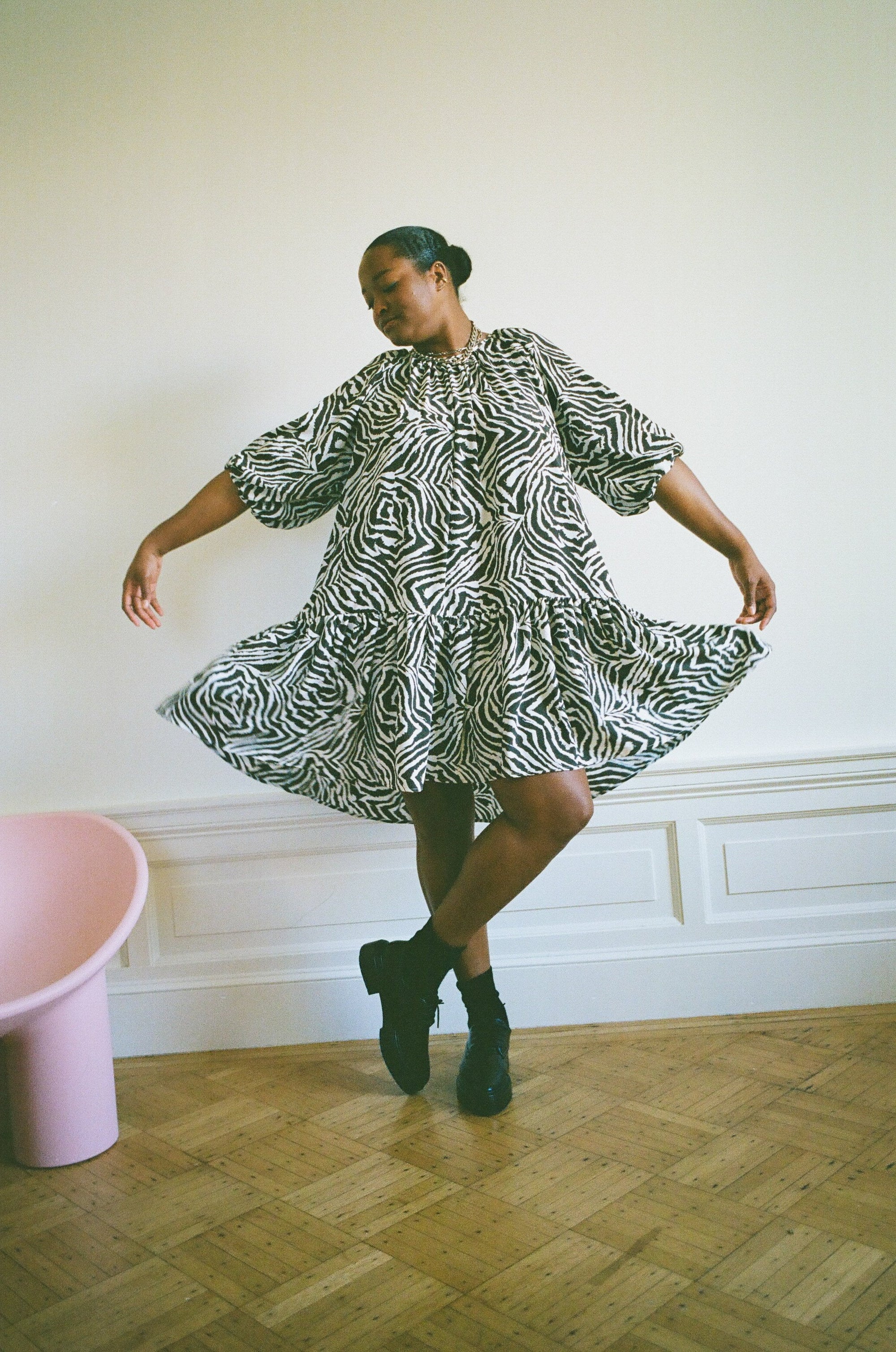 WRAY - Daria Dress - Chocolate Zebra Swirl -