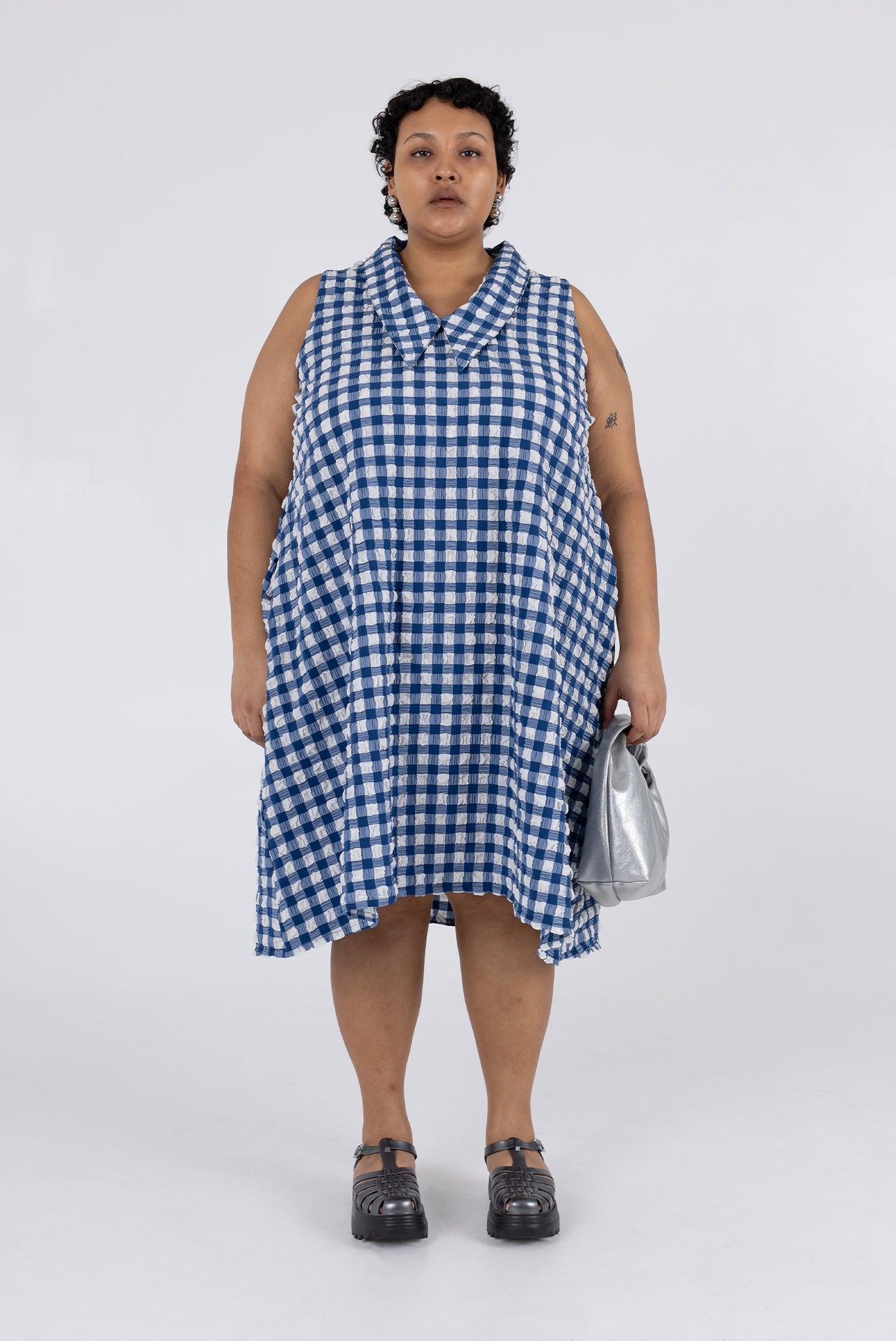 WRAY - Brooks Dress - Navy Check -