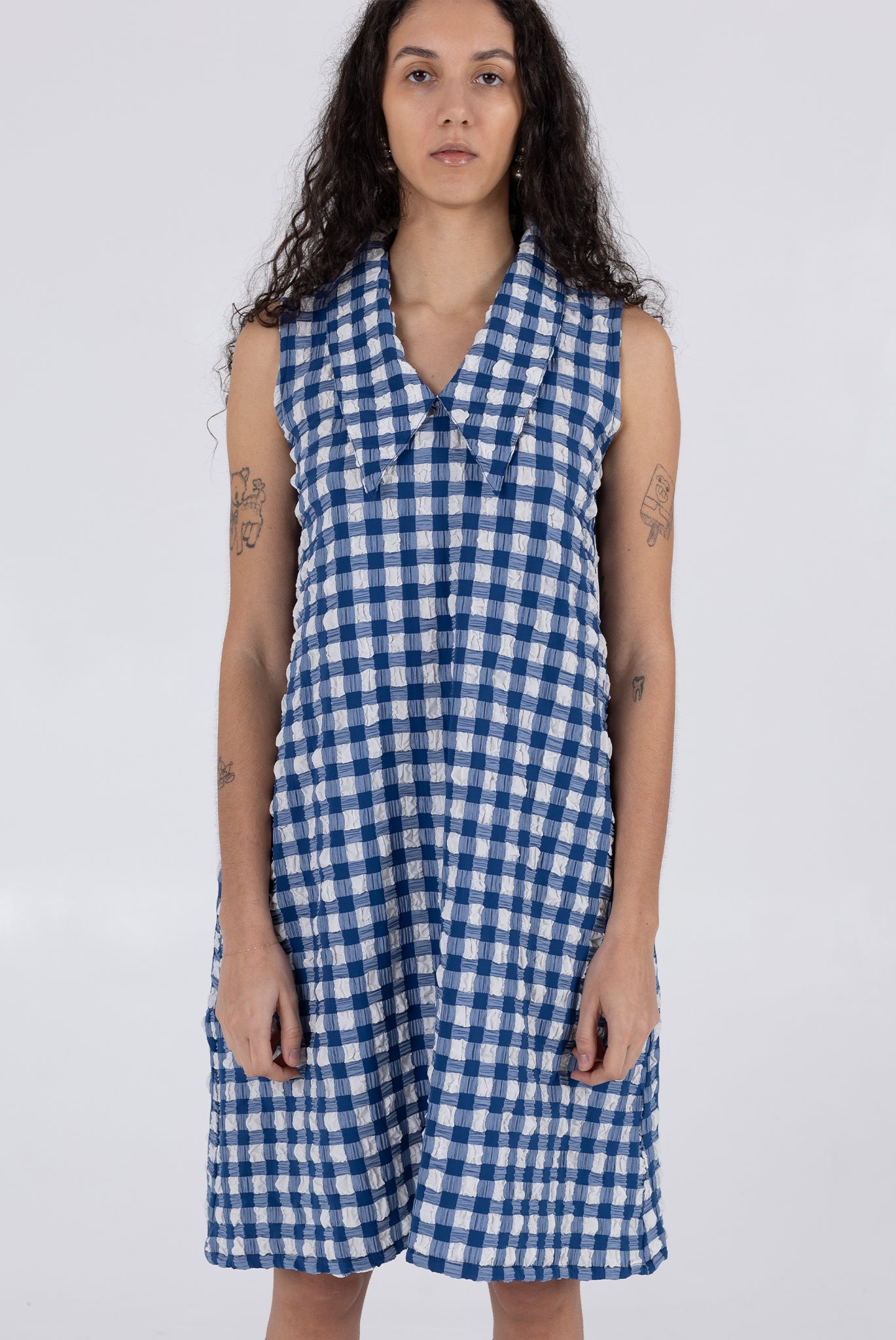 WRAY - Brooks Dress - Navy Check -