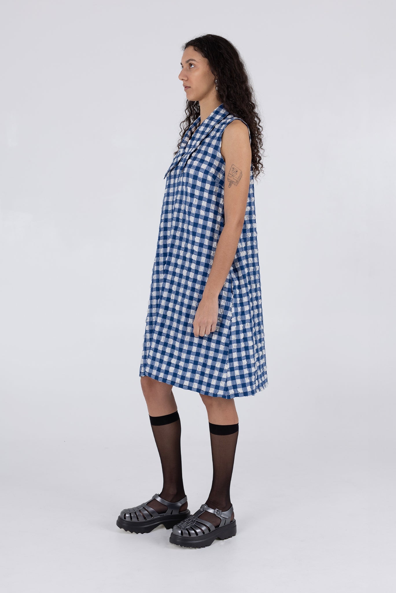 WRAY - Brooks Dress - Navy Check -