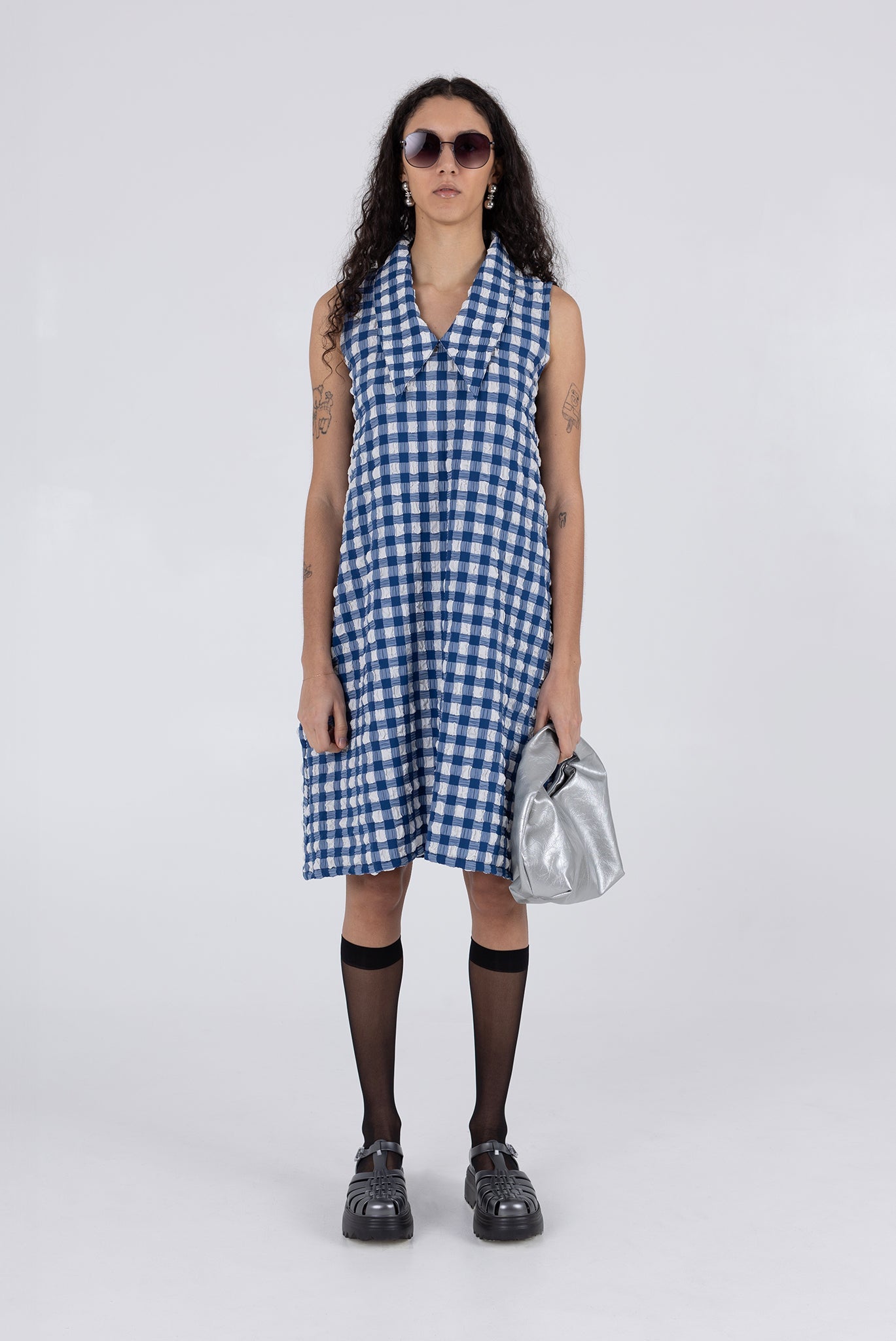 WRAY - Brooks Dress - Navy Check -