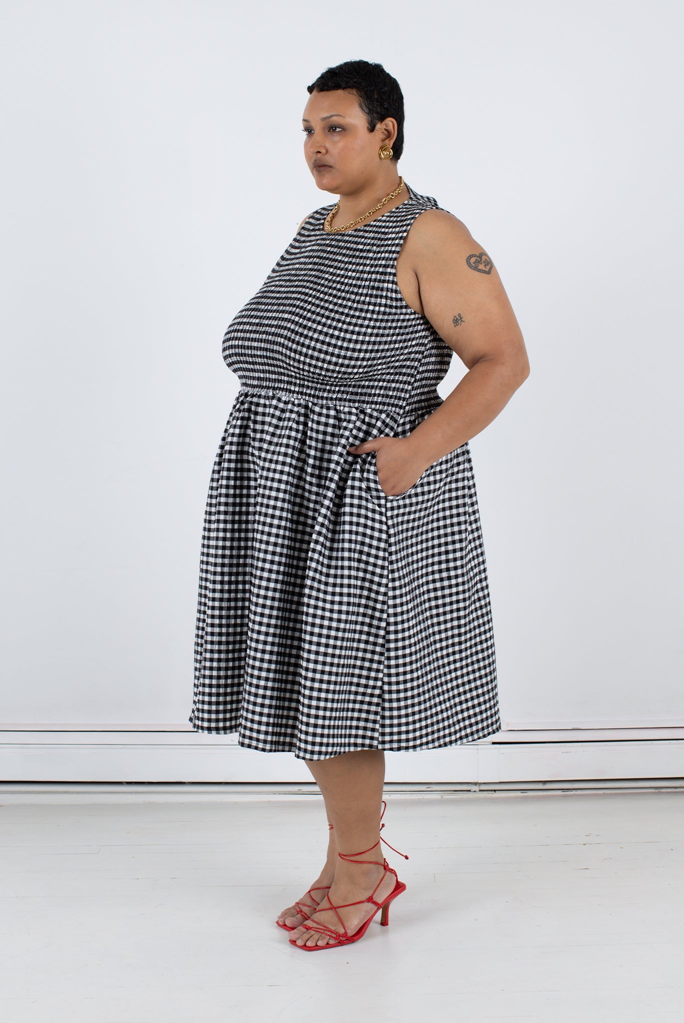 WRAY - Garden Dress - Black Check -