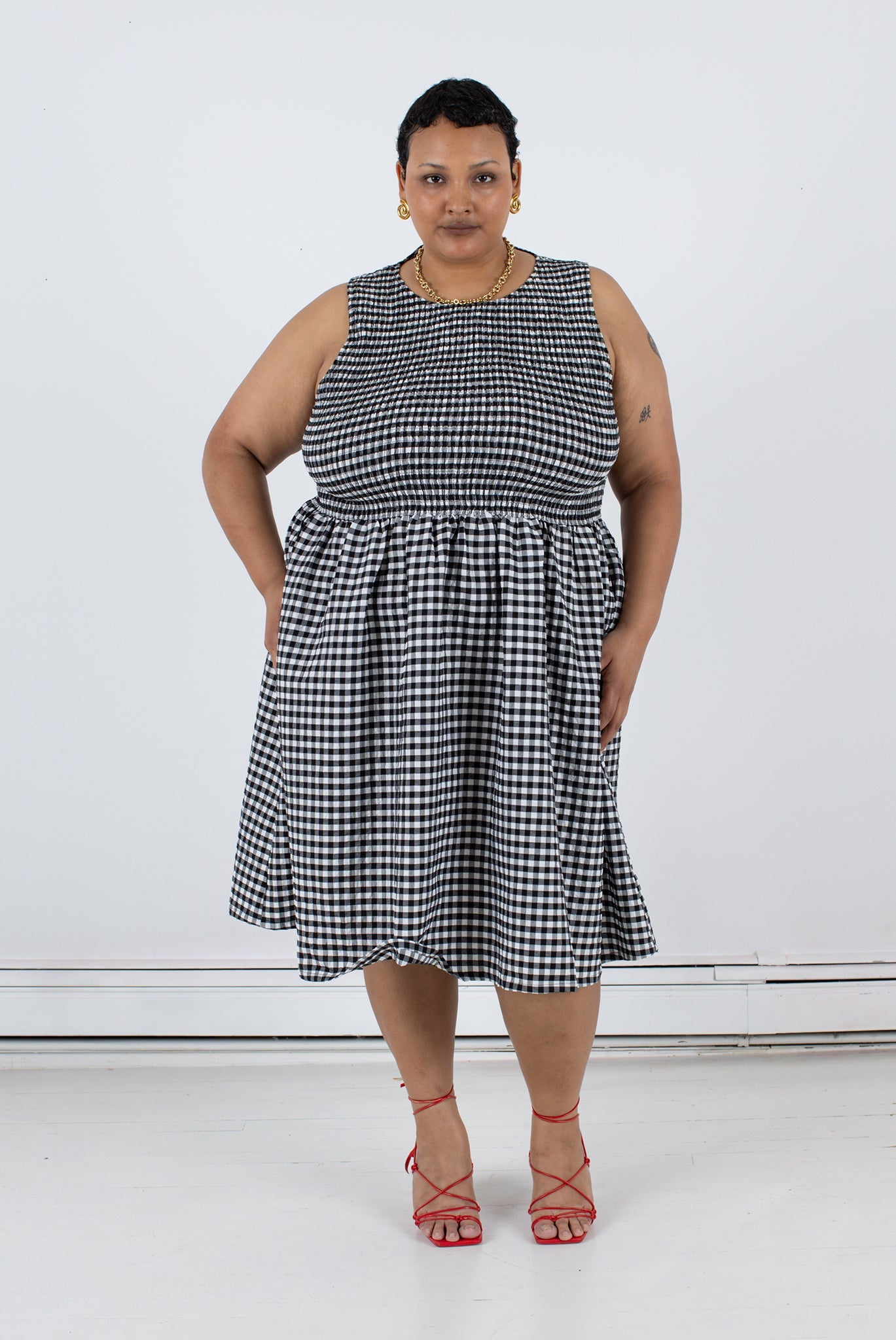WRAY - Garden Dress - Black Check -