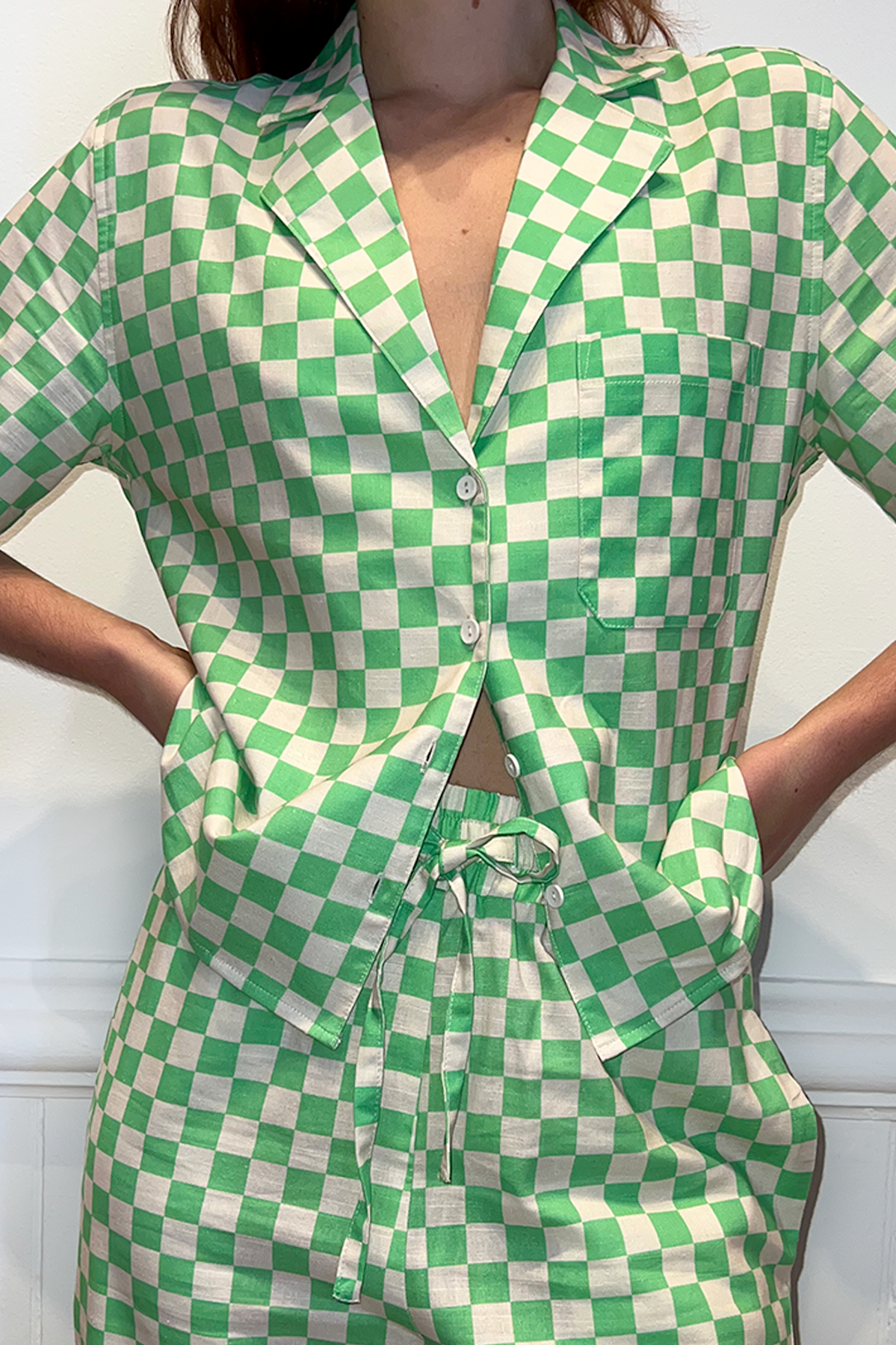 WRAY - Long Lounge Set - Pistachio Check -