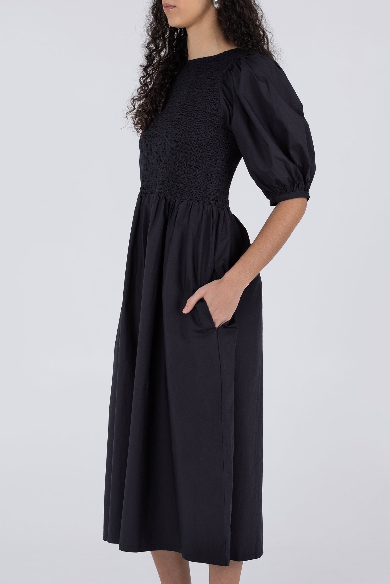 WRAY - Mott Dress - Cotton Poplin Black -