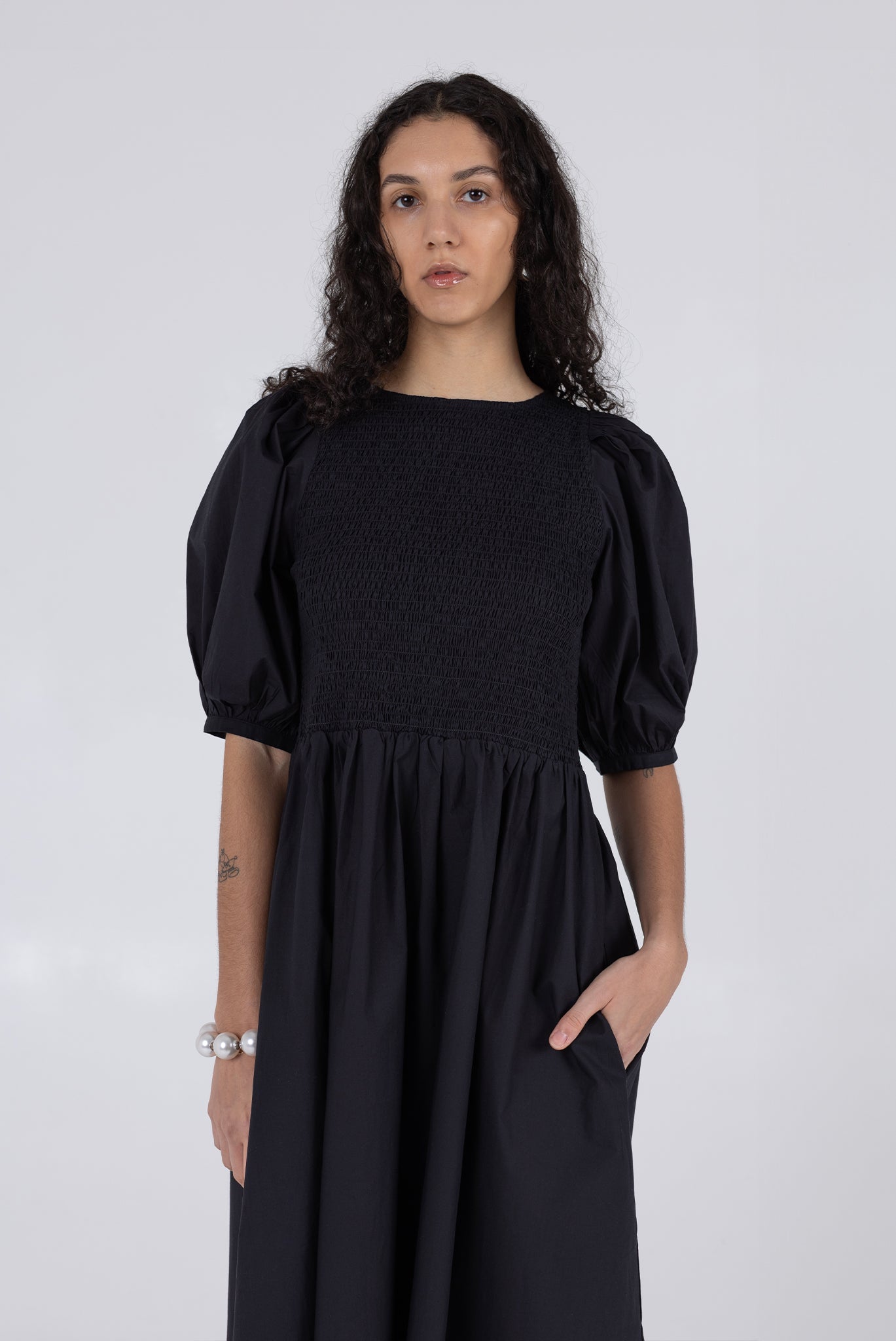 WRAY - Mott Dress - Cotton Poplin Black -