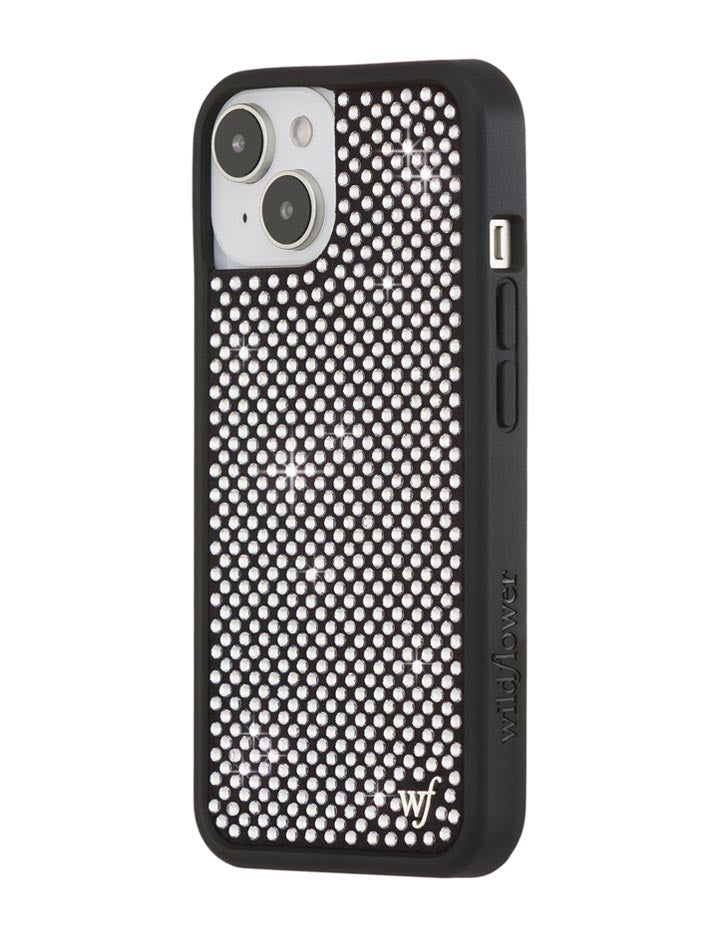 Wildflower iPhone case 14 Rhinestone | White Sparkle Cute