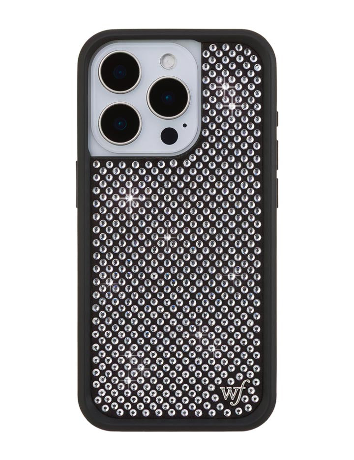 Wildflower iPhone case 15 Pro Rhinestone | White Sparkle Cute