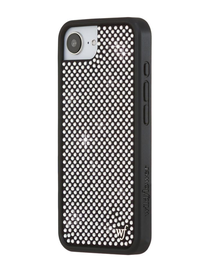 Wildflower iPhone case 16e Rhinestone | White Sparkle Cute