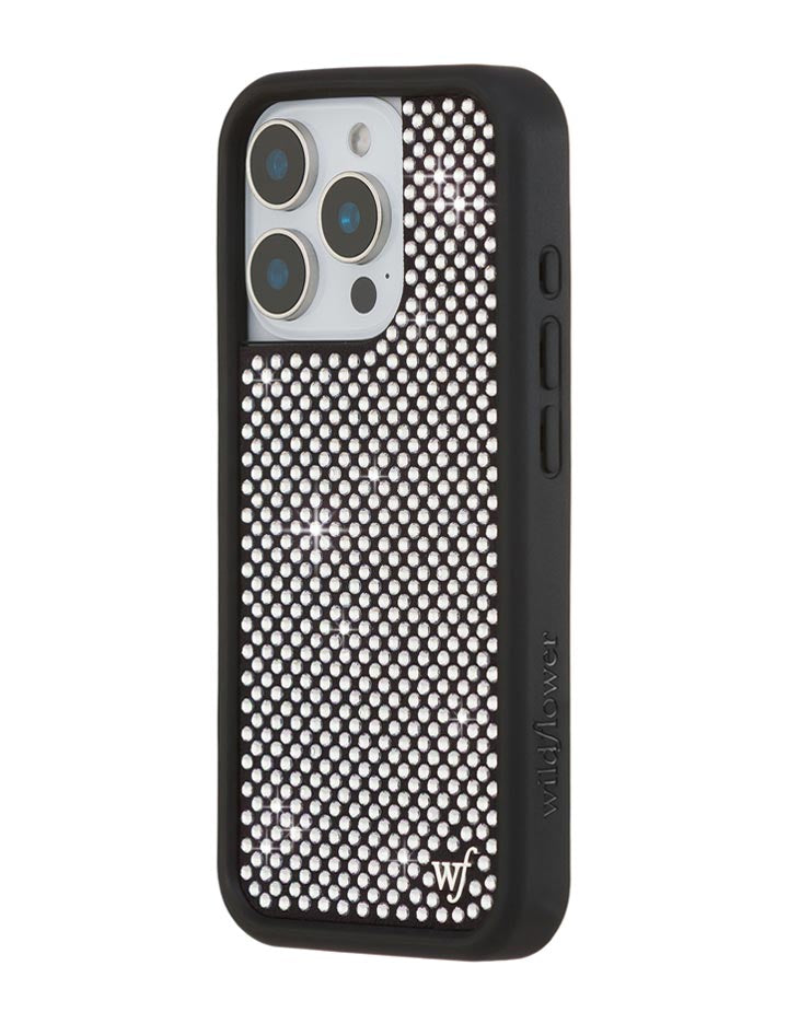 Wildflower iPhone case 16 Pro Rhinestone | White Sparkle Cute