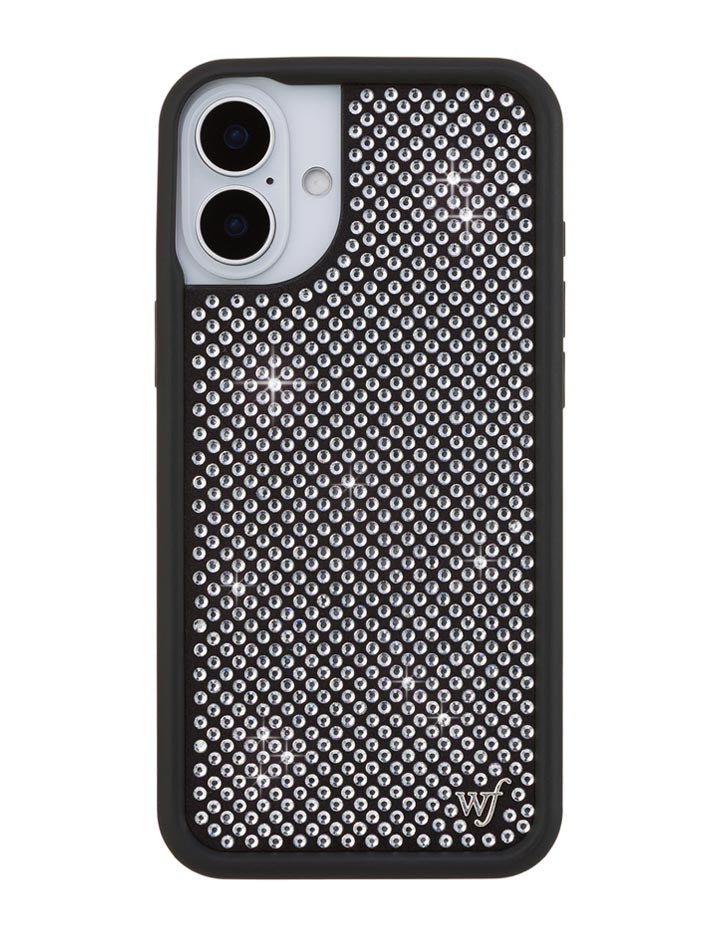 Wildflower iPhone case 16 Plus Rhinestone | White Sparkle Cute