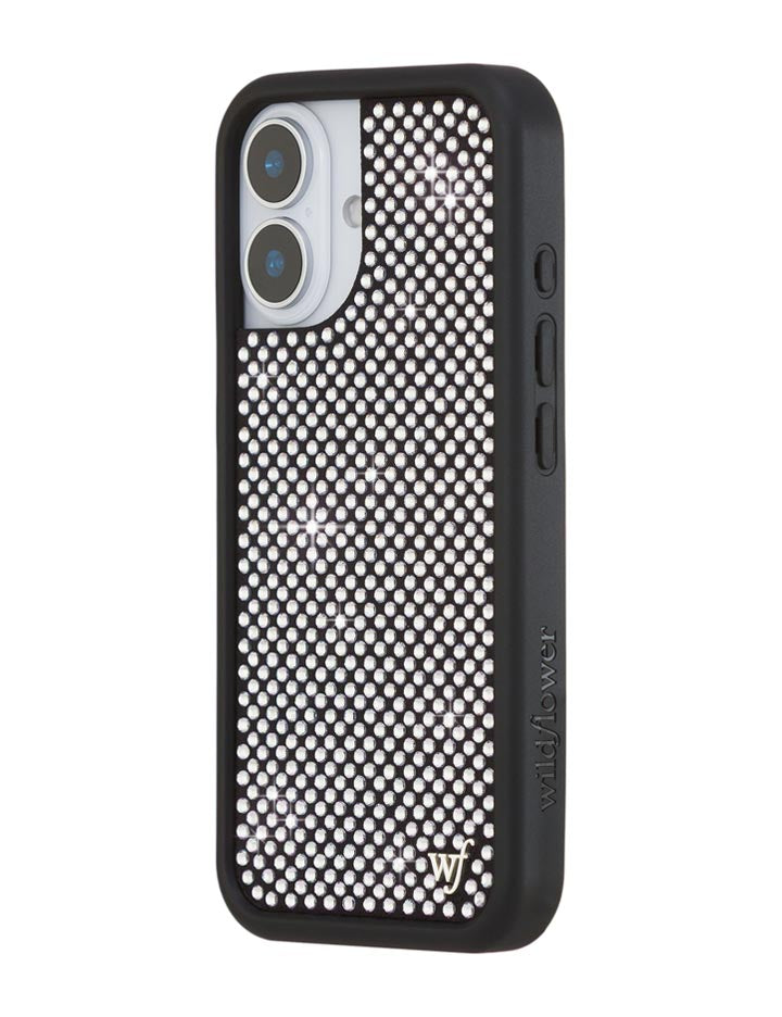 Wildflower iPhone case 17 Rhinestone | White Sparkle Cute