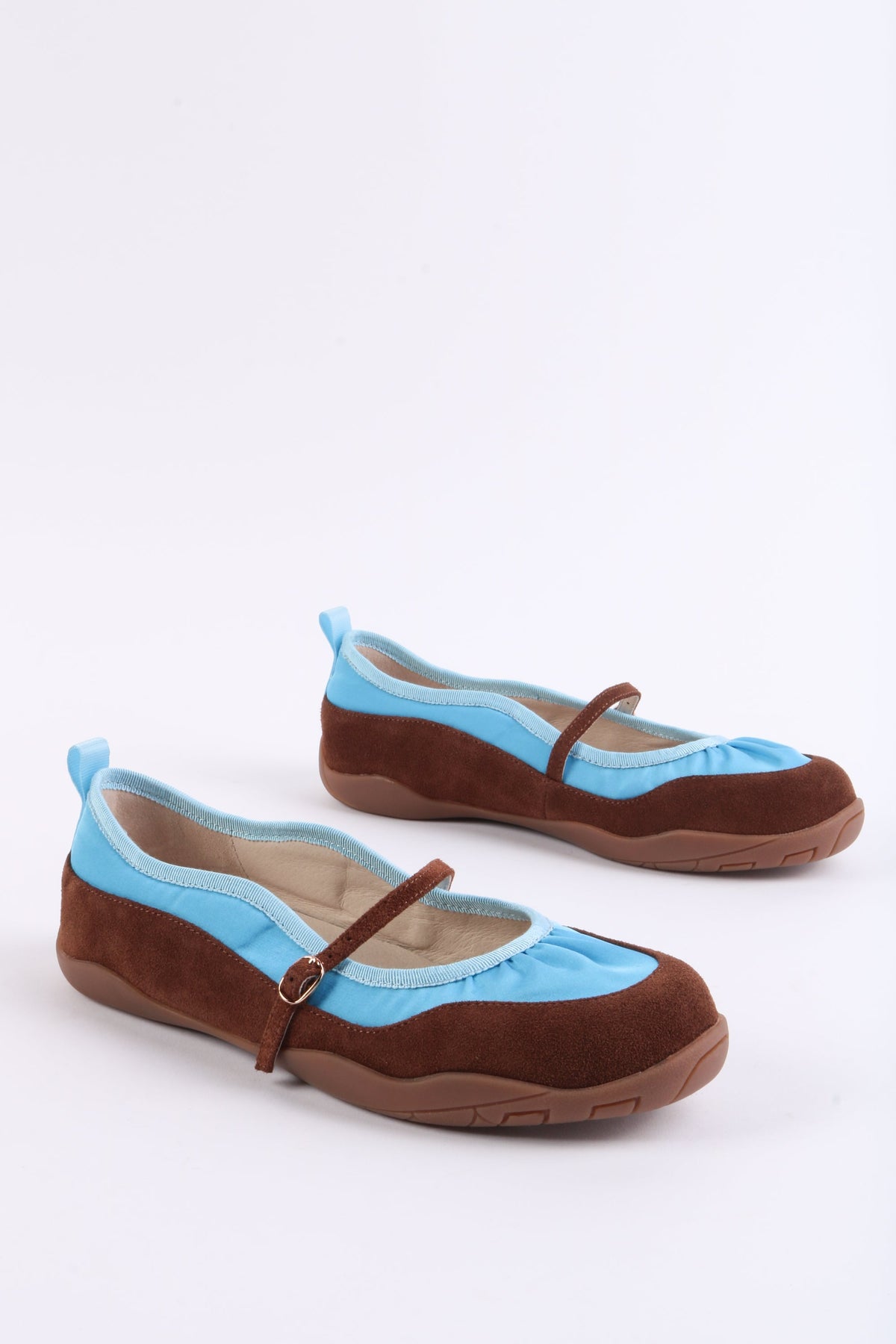 Intentionally Blank - Pulse Suede Mary Jane Ballet Sneaker - BABY BLUE TAN TEXTILE SUEDE COMBO