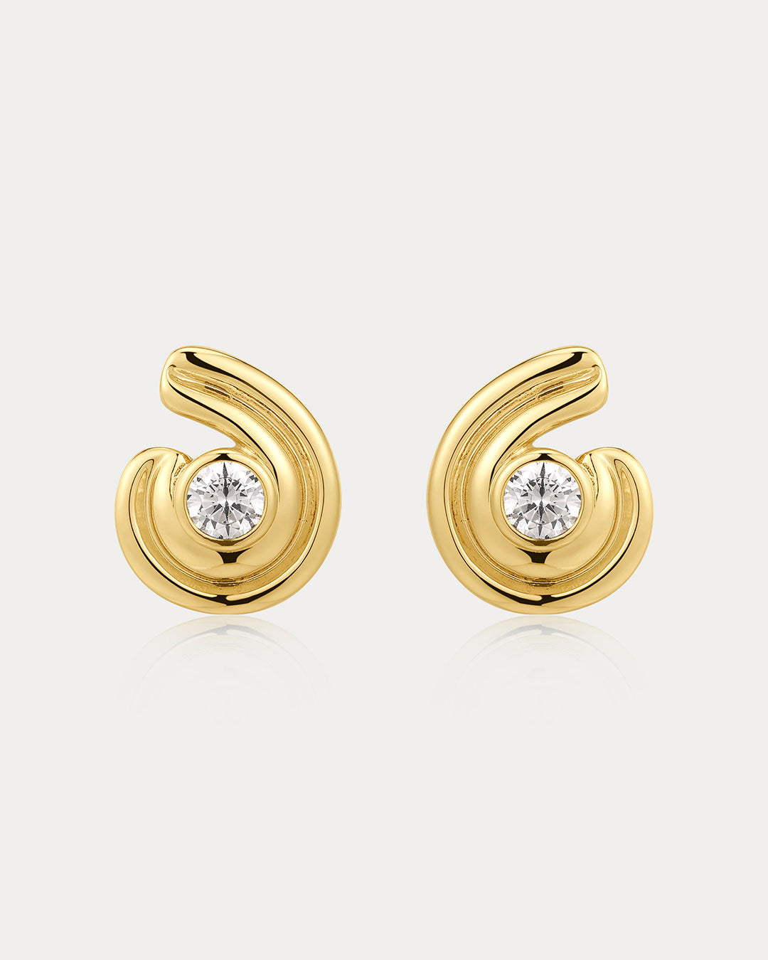 Luv Aj - Wave Bezel Twist Studs - Gold