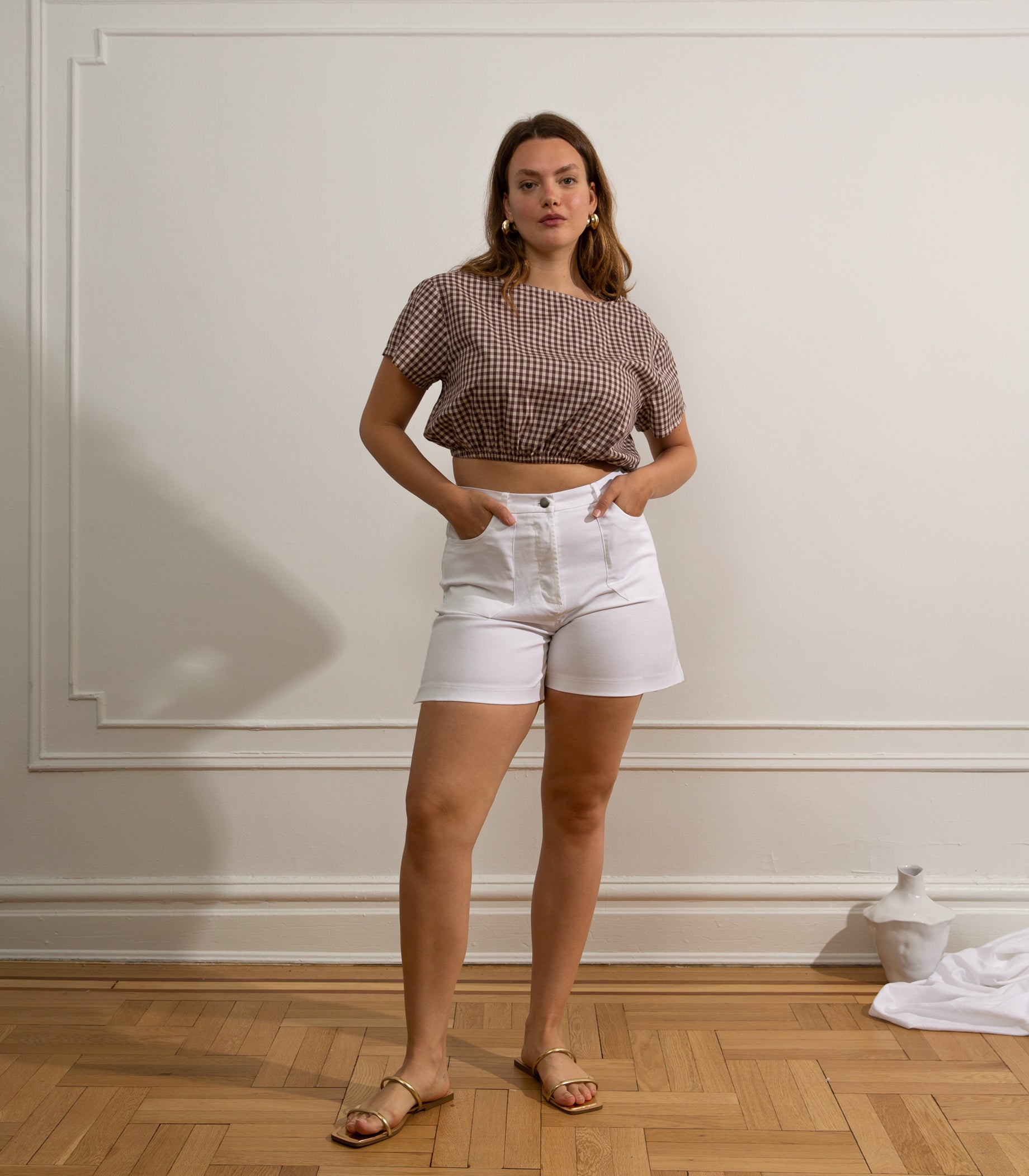 Loup - Simone High Waist Shorts - White -