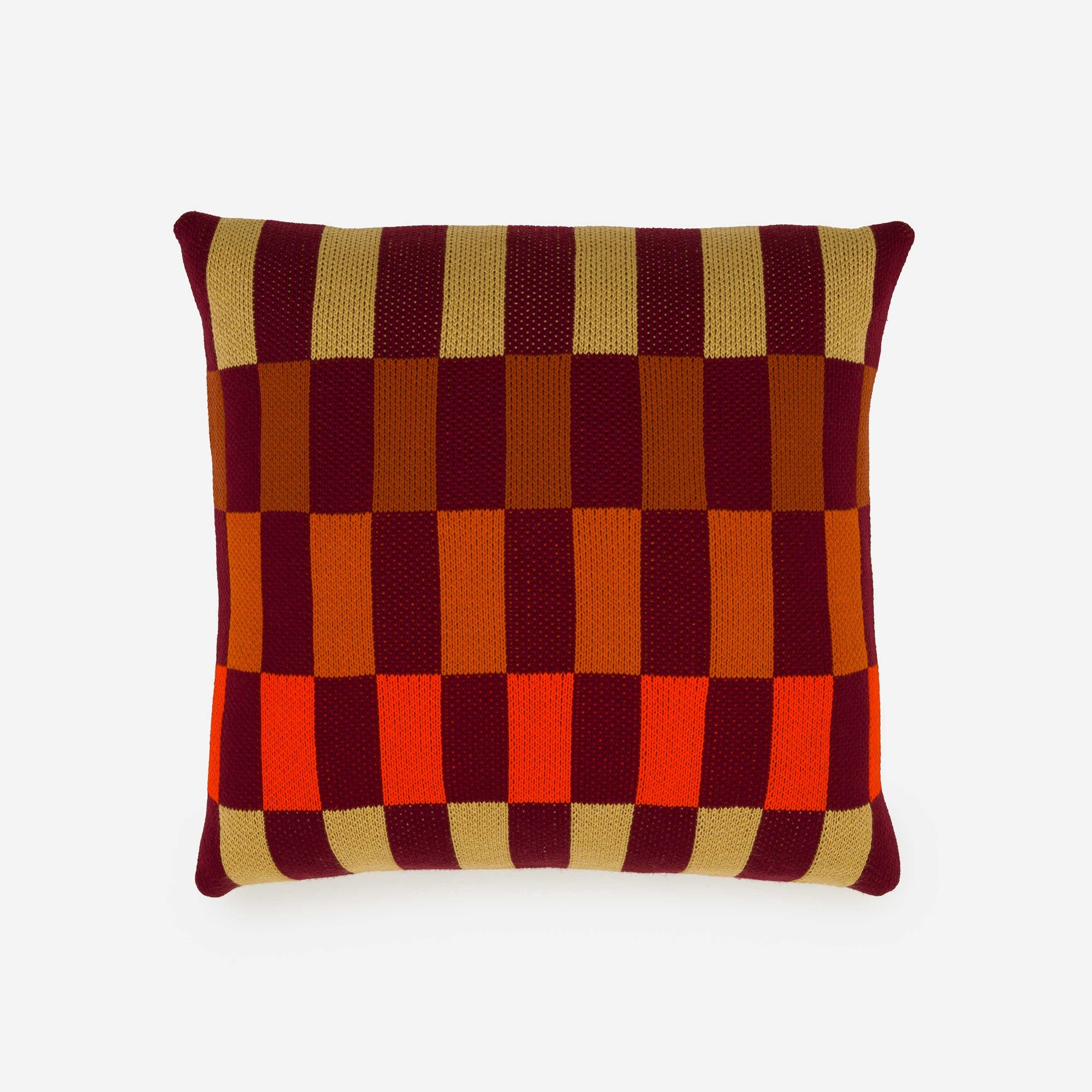 Verloop - Mosaic Checkerboard Pillow Cover - Wine Red
