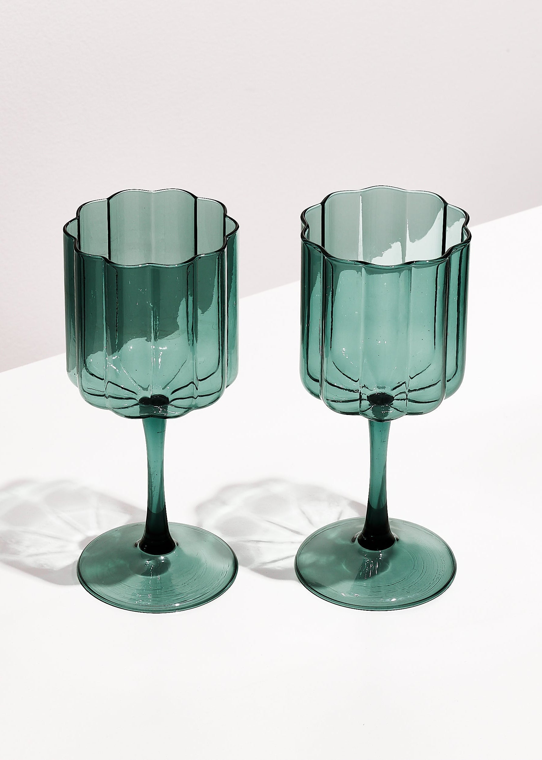 Fazeek - Wave Wine Glasses - Teal, Set of 2 -