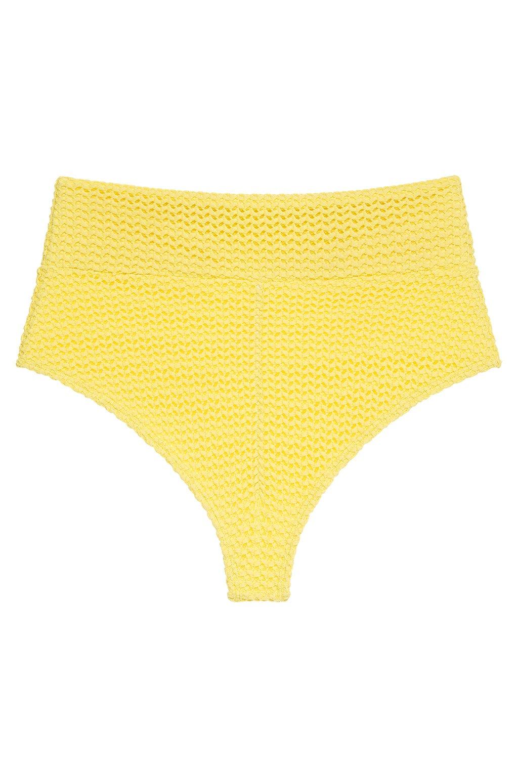Montce - Yellow Crochet Added Coverage High Rise Bikini Bottom -