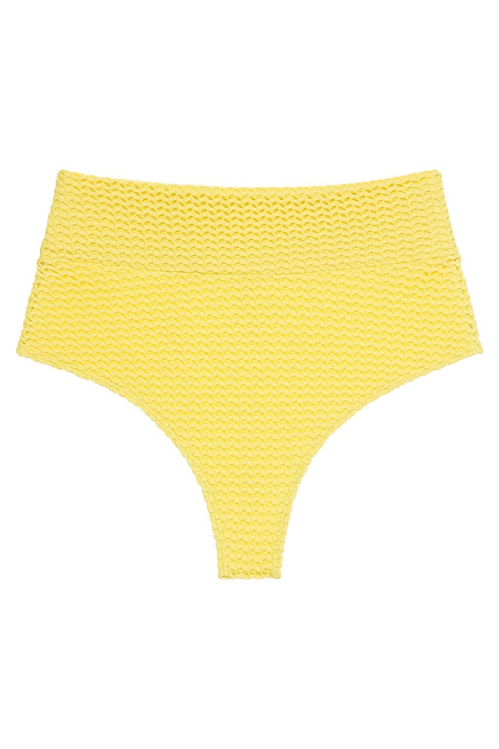 Montce - Yellow Crochet Added Coverage High Rise Bikini Bottom -