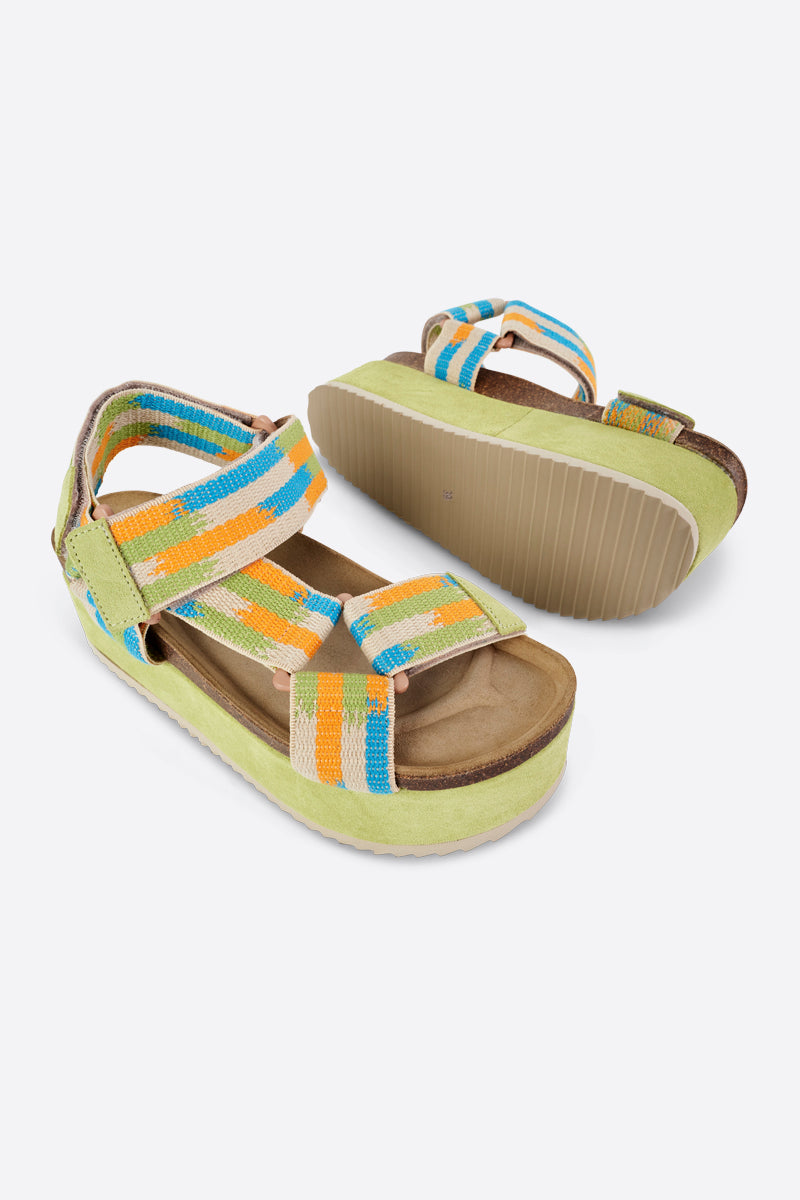 Intentionally Blank - Zona Platform Sandal - PISTACHIO TEXTILE SUEDE COMBO